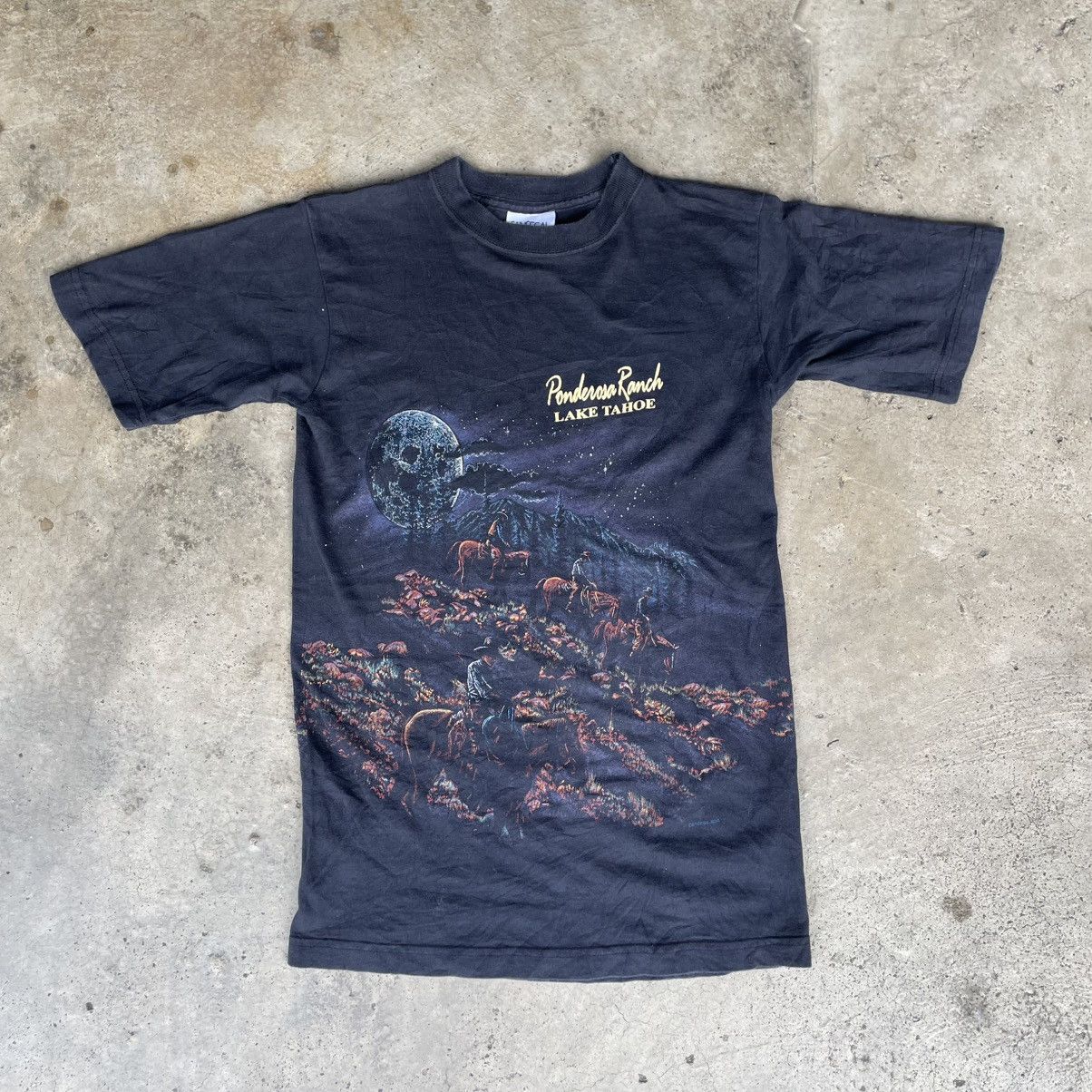 Habitat × Vintage 🔥Vintage 90s Lake Tahoe A Man With A Horse Mirror Print Tee Size US XXS / EU 40 - 1 Thumbnail