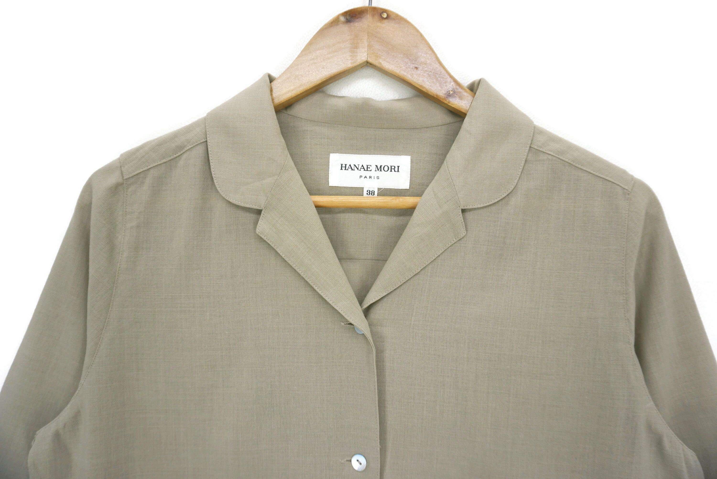 Japanese Brand Hanae Mori Paris Open Collar Wool Blend Shirt Size 38 Size XS / US 0-2 / IT 36-38 - 3 Thumbnail