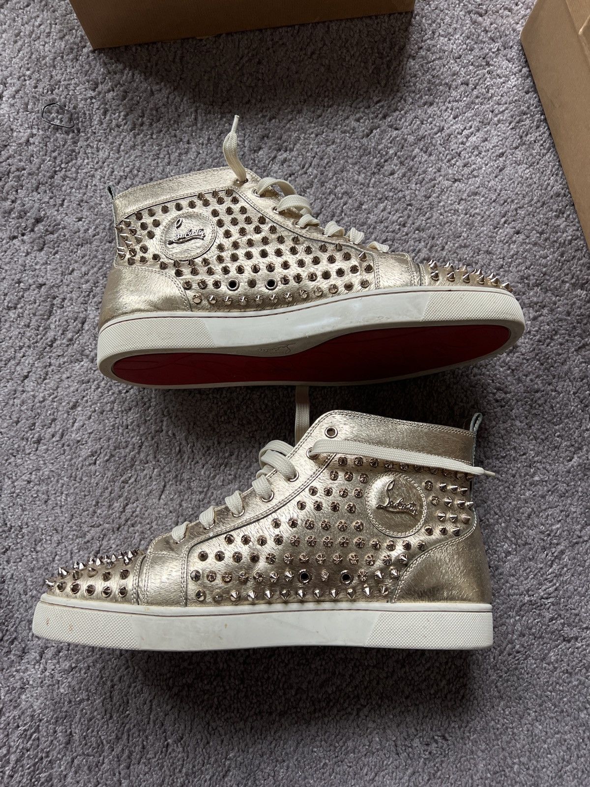Christian Louboutin Louis flat laminato spikes Size US 12 / EU 45 - 1 Thumbnail