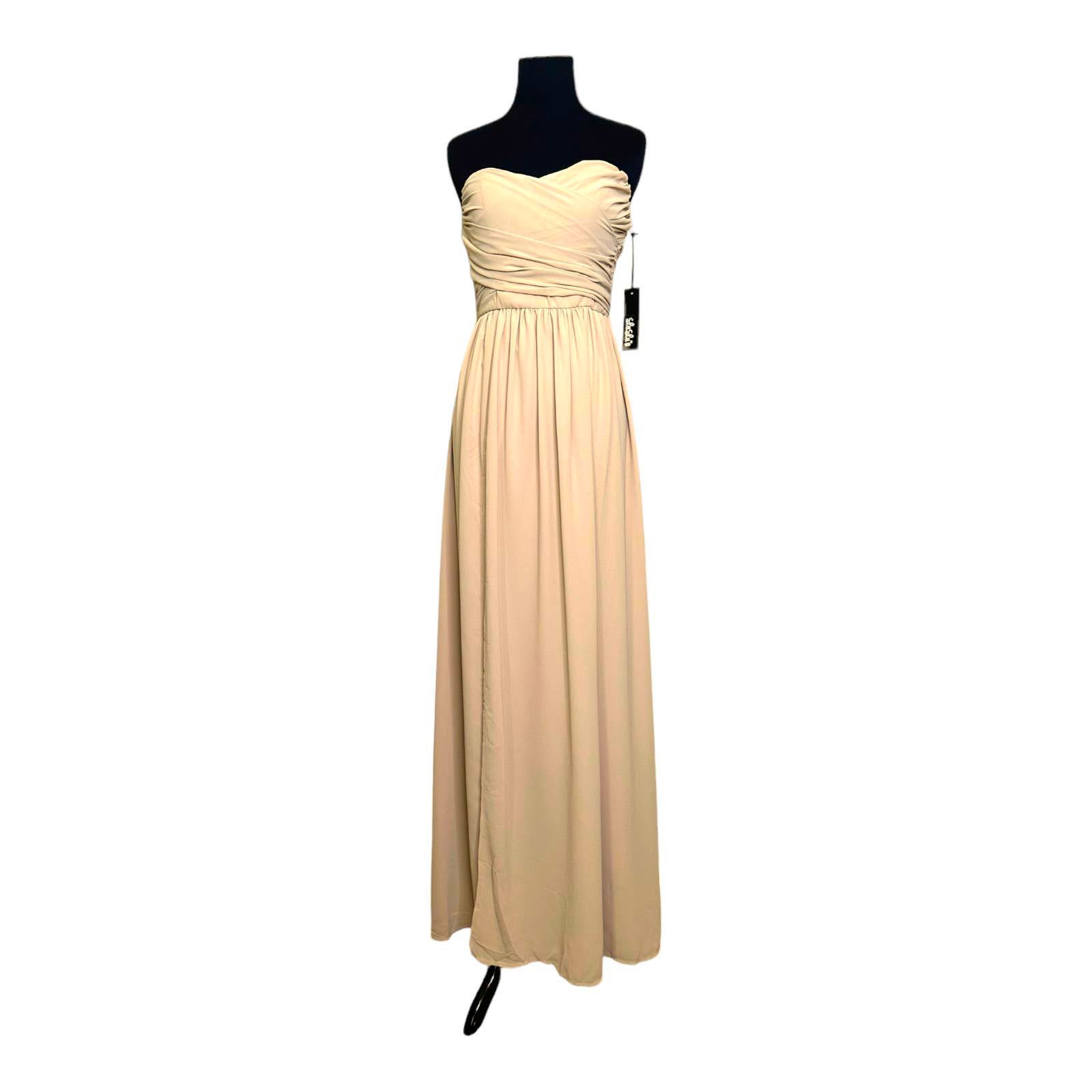 Lululemon Lulu's Moonlight Serenade Beige Strapless Maxi Dress size L Size L / US 10 / IT 46 - 12 Thumbnail
