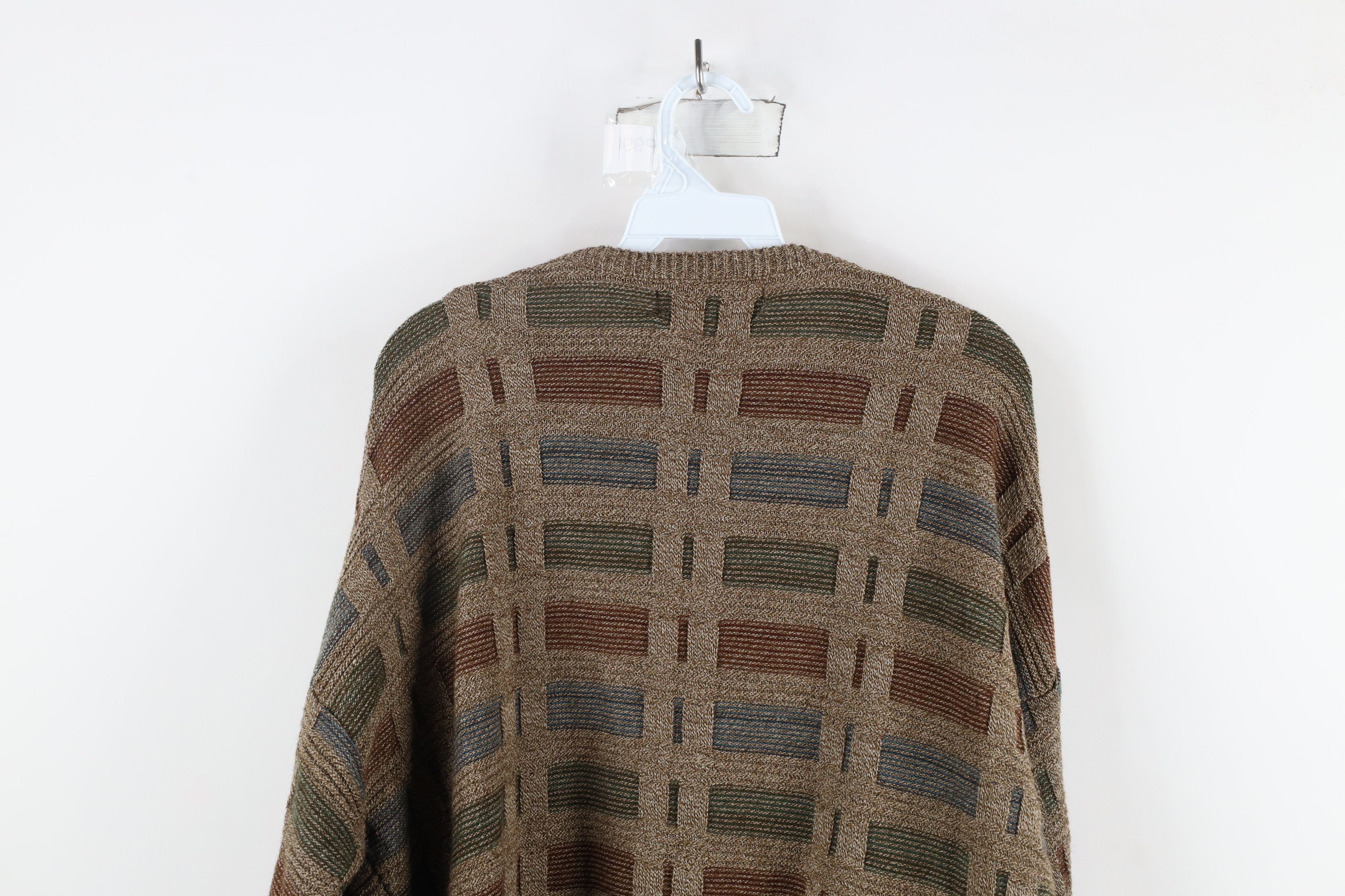 Vintage Vintage 90s Coogi Style Knit Earth Tone Crewneck Sweater Size US L / EU 52-54 / 3 - 7 Thumbnail