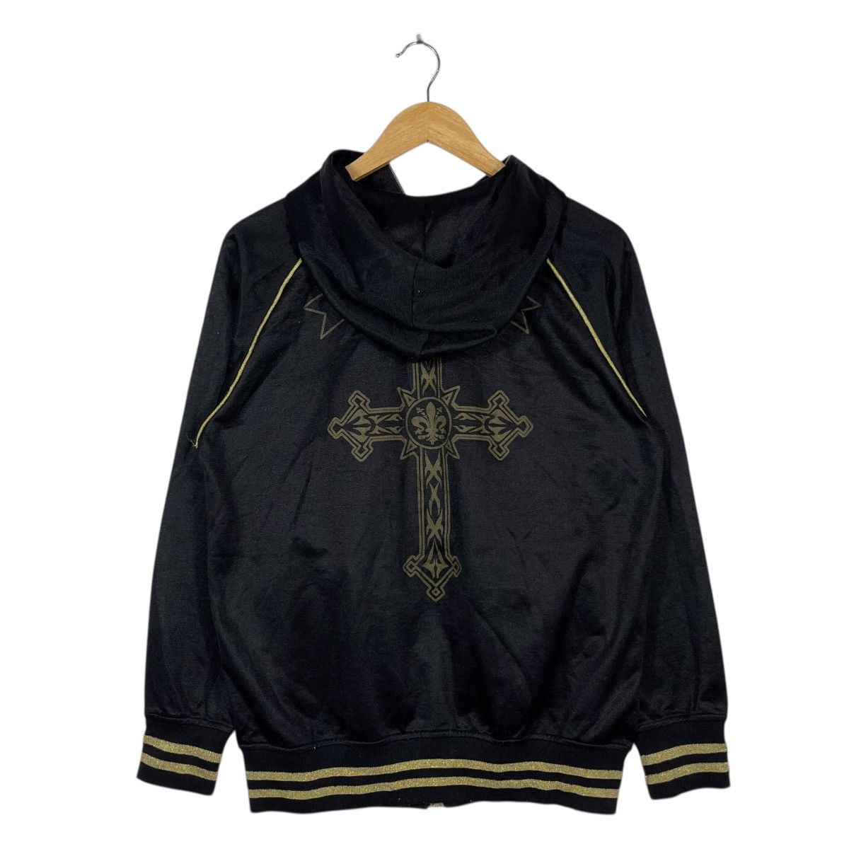 Vintage Vintage L’GARAGE Gothic Zip Hoodie Black Gold Cross Graphic Size US L / EU 52-54 / 3 - 4 Thumbnail