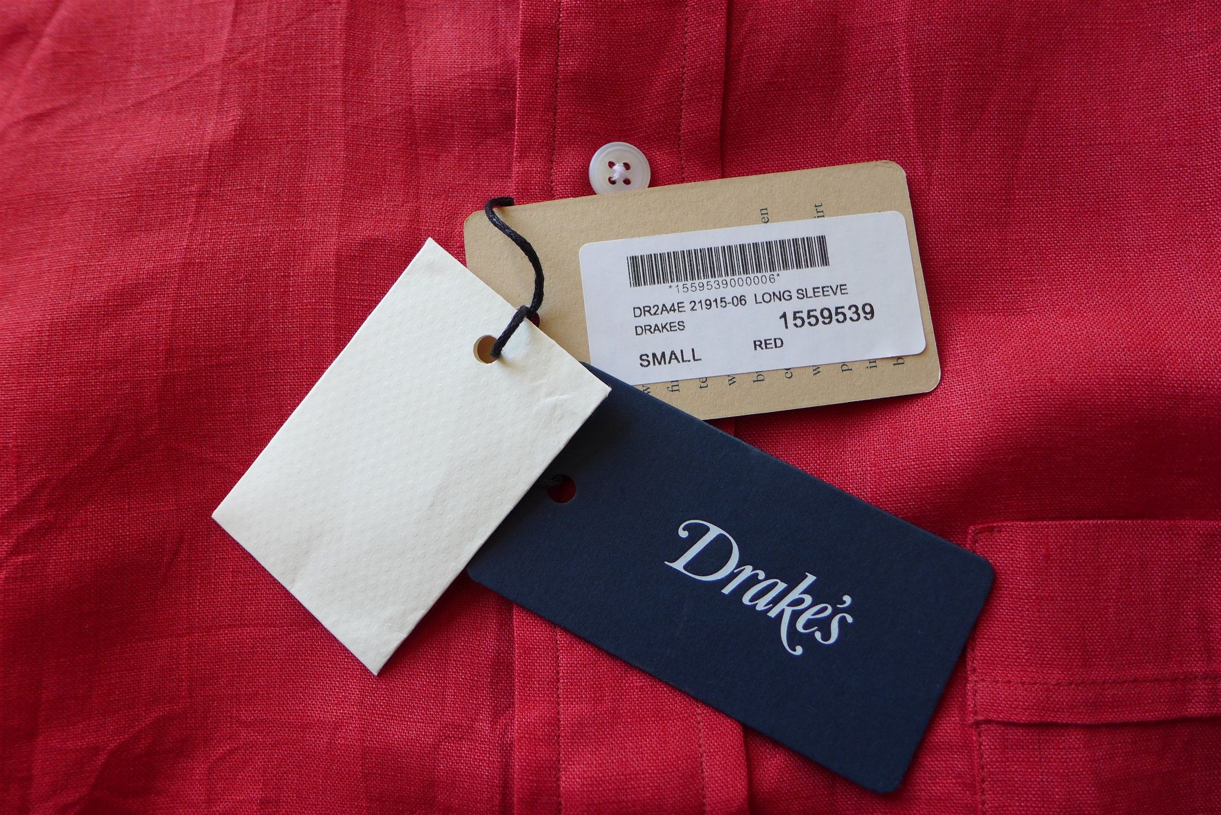 Drake's Drake's Red Linen Spread Collar Shirt Size US S / EU 44-46 / 1 - 11 Thumbnail