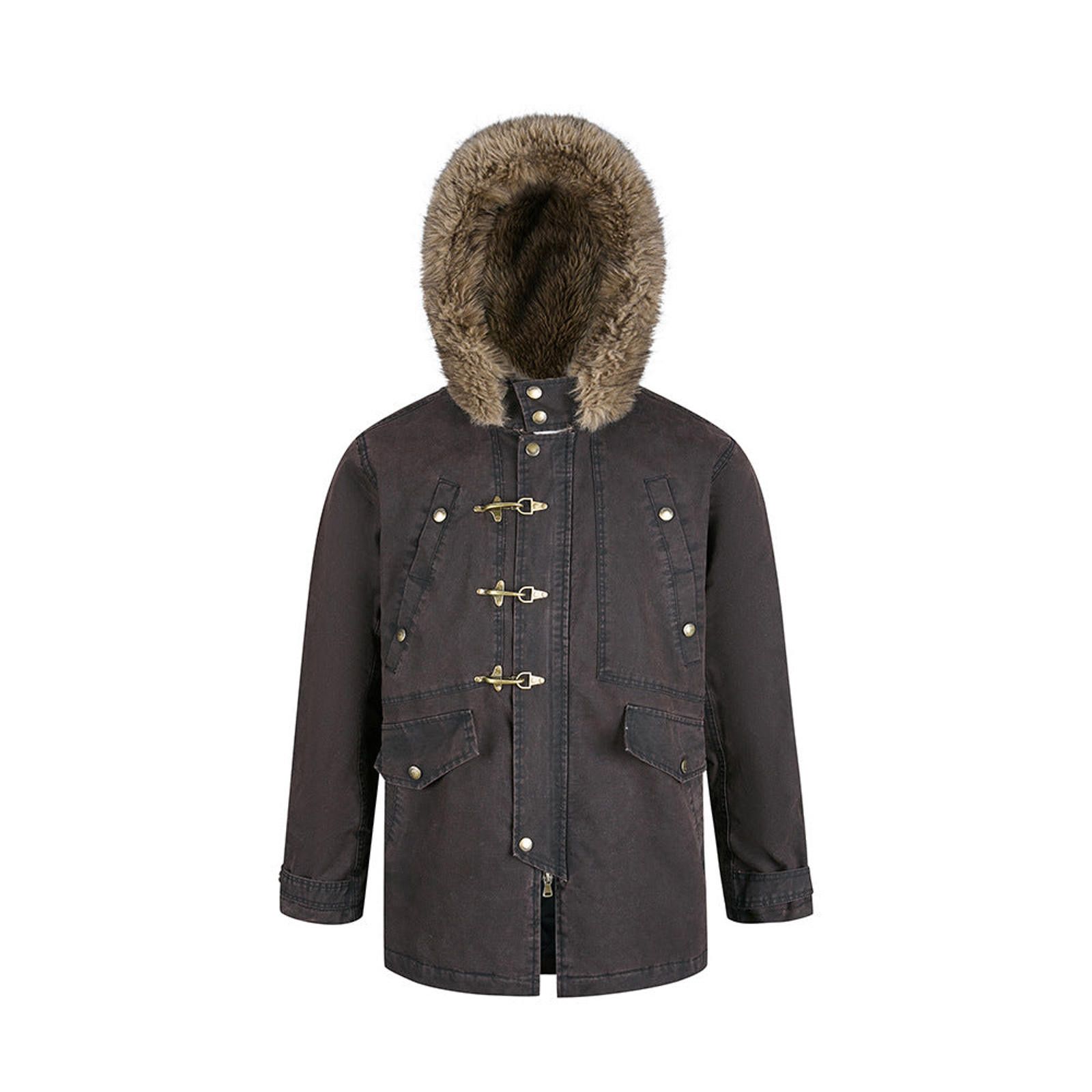 Japanese Brand Dark Gray Faux Fur Hooded Parka Coat, Toggle Closure Size US M / EU 48-50 / 2 - 7 Thumbnail