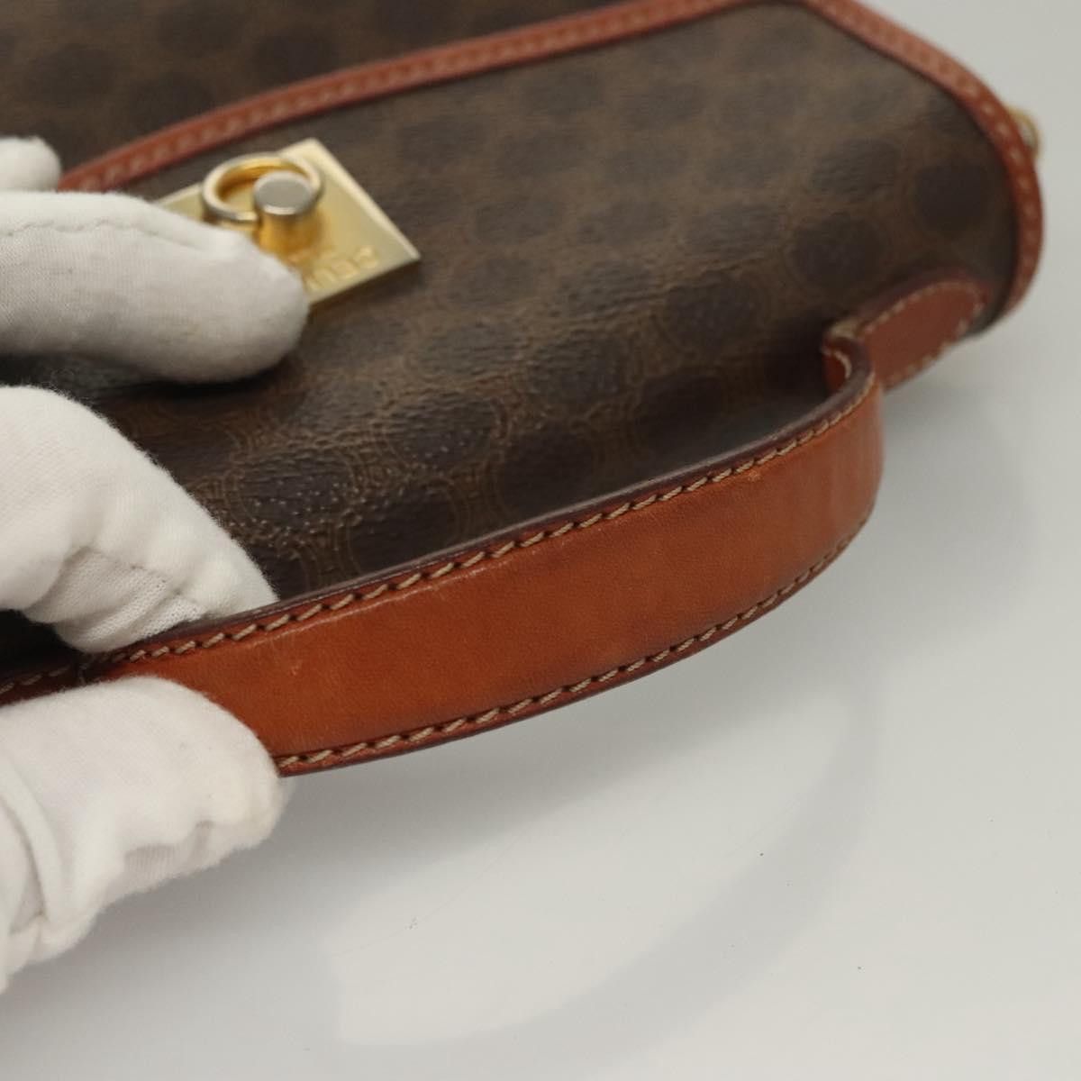 Celine CELINE Macadam Canvas Hand Bag Pvc Leather Brown Gold Size ONE SIZE - 7 Thumbnail