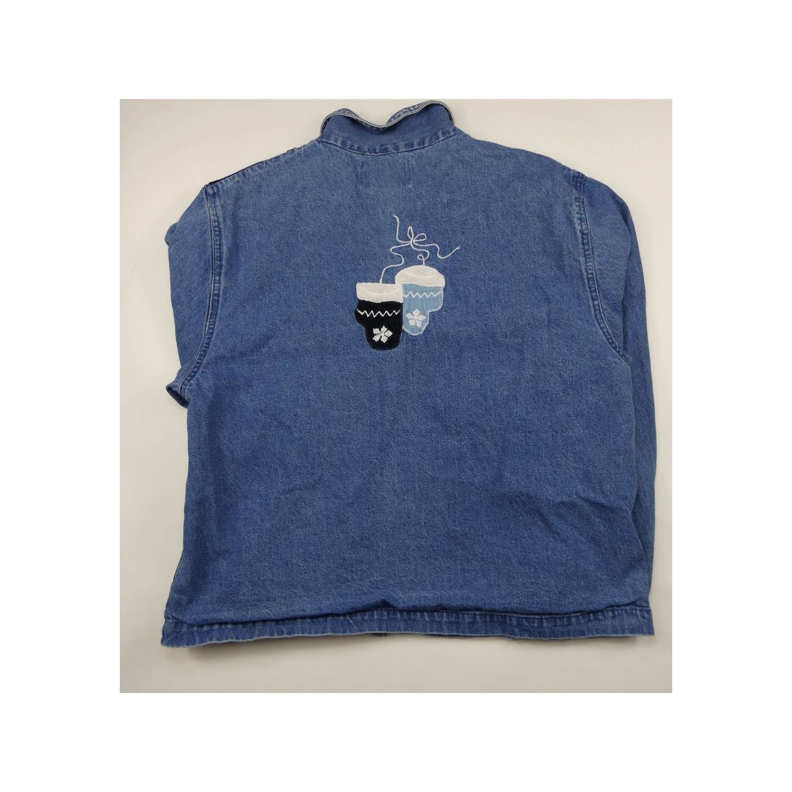 Other Tantrums Denim Button Up Christmas Holiday Jacket, Large Size L / US 10 / IT 46 - 4 Thumbnail