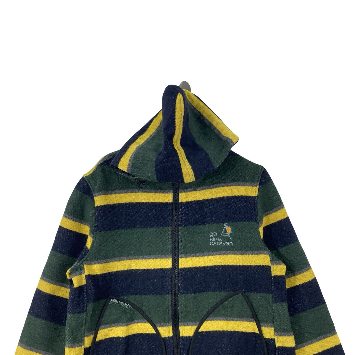 Vintage Vintage GO SLOW CARAWAN Border Stripe Hooded Jacket Fleece Size US L / EU 52-54 / 3 - 2 Thumbnail