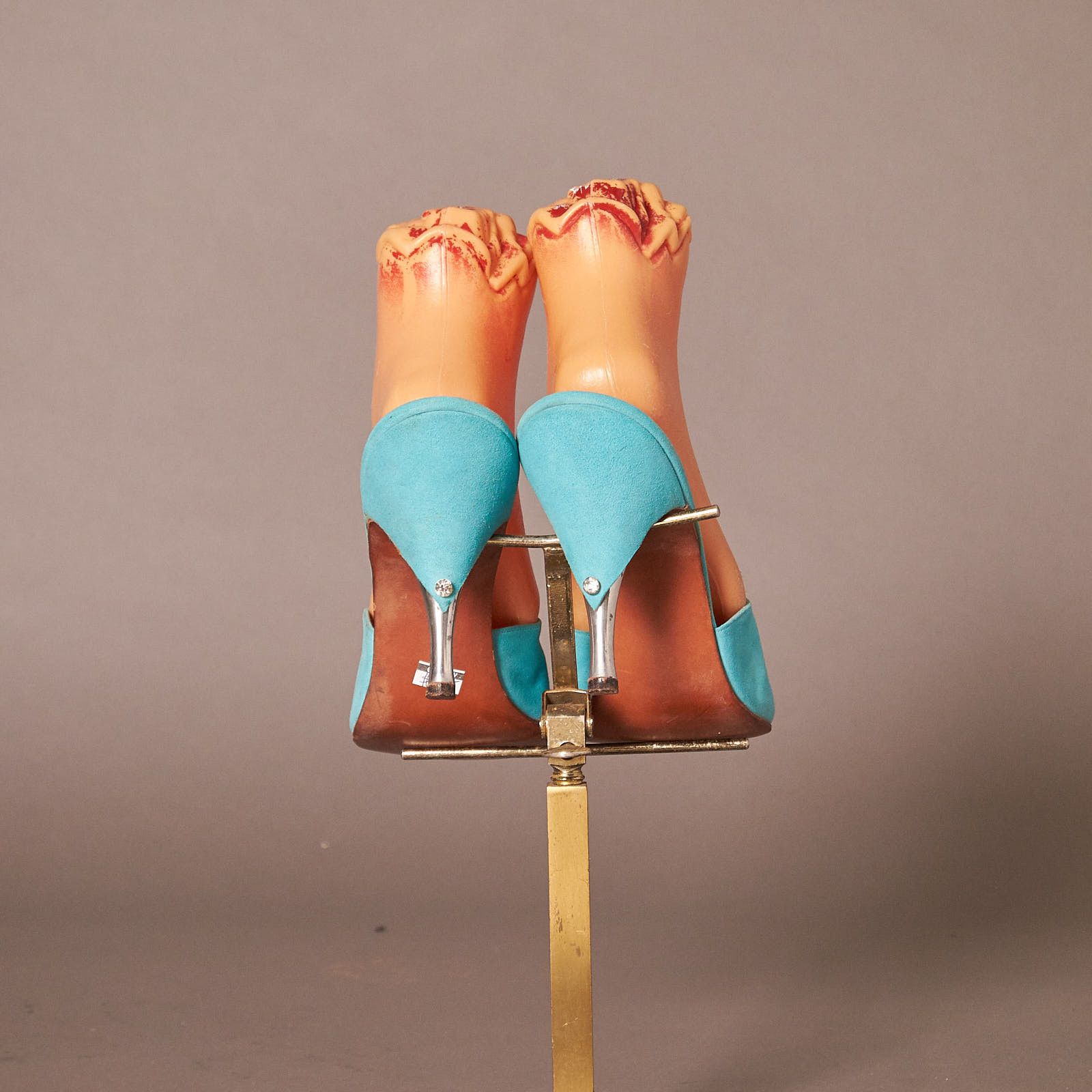 Vintage 1950s Teal Ferncraft Spring-O-Lators Heels Shoes Size US 10 / IT 40 - 4 Thumbnail