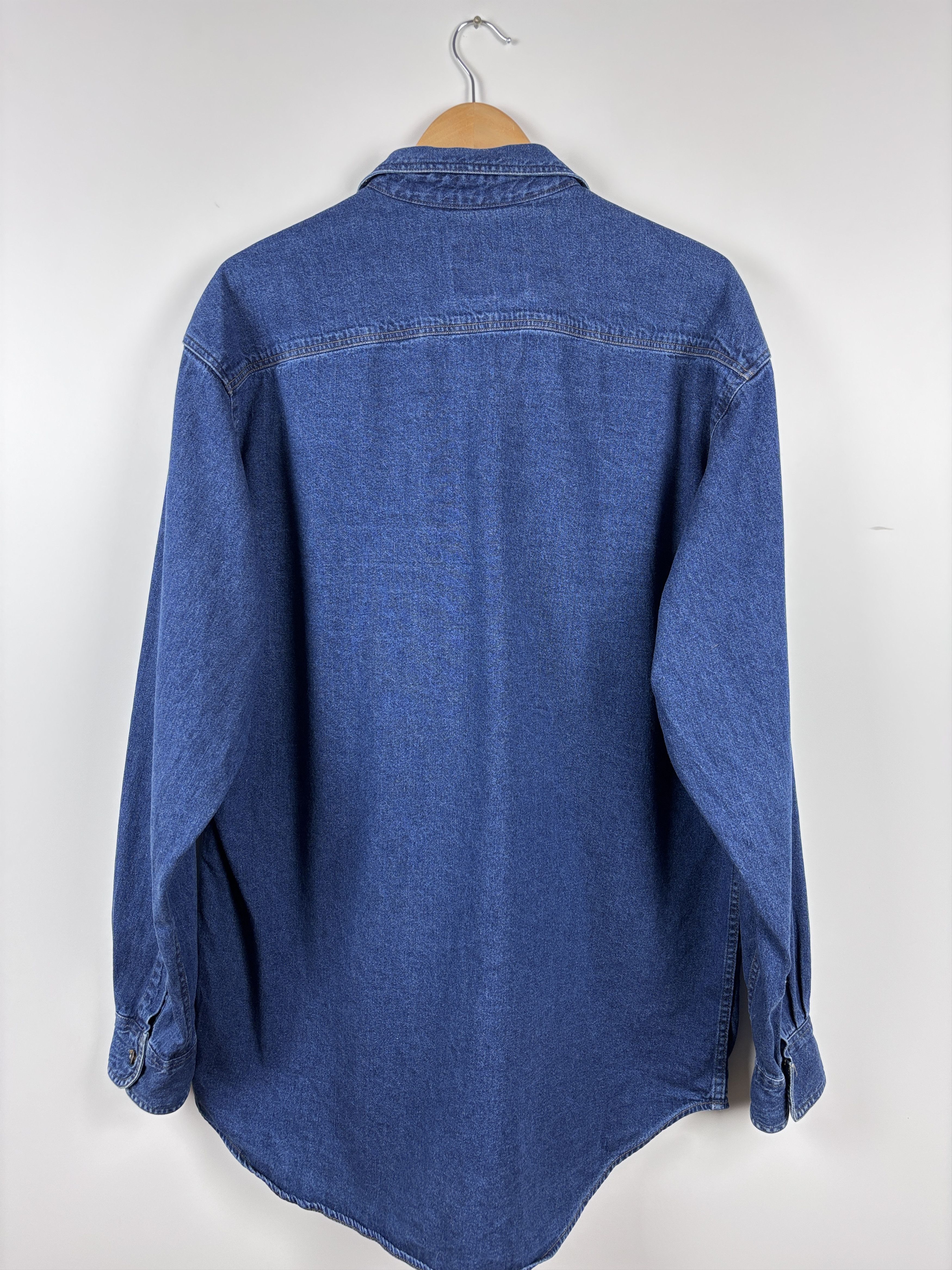 Vintage 80s Calvin Klein Denim Jeans Shirt Blue Mens Size XL