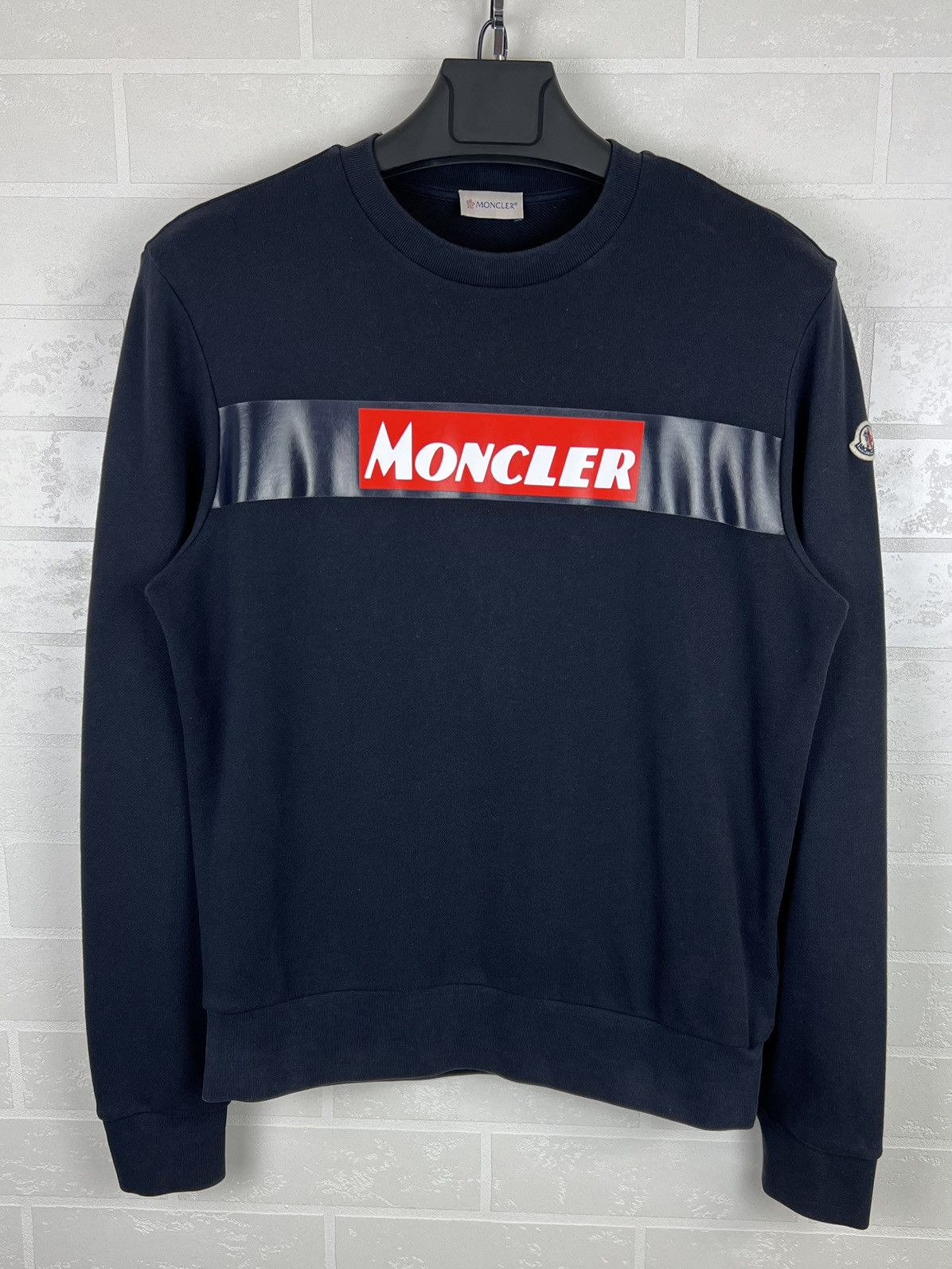 Moncler MONCLER Sweatshirt Crewneck Cotton Printed/ Patch Logos Blue Size US M / EU 48-50 / 2 - 1 Thumbnail