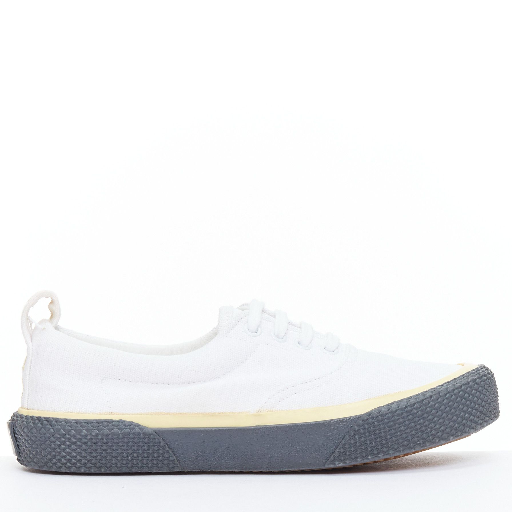 Celine OLD CELINE white yellow trim canvas grey midsole skate sneakers EU37 Size US 7 / IT 37 - 1 Thumbnail