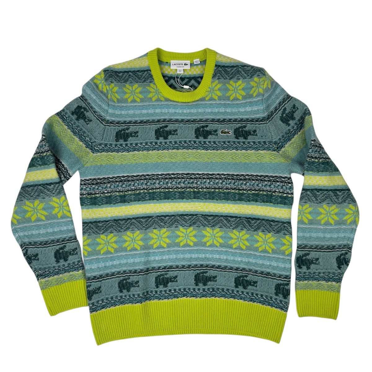 Lacoste Lacoste Fair Isle Sweater Large Wool Alpaca Knit Unisex NWT Size US L / EU 52-54 / 3 - 1 Thumbnail
