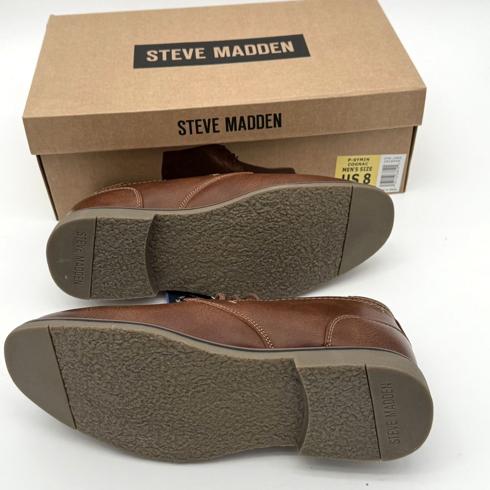Steve Madden Steve Madden Men P-Symin Chukka Boots Cognac Leather Medium (D) 8 Lace Up Ortholite Comfort Insoles Shoes Boots Mens Classic Outdoor - Size US 8 / EU 41 - 4 Thumbnail