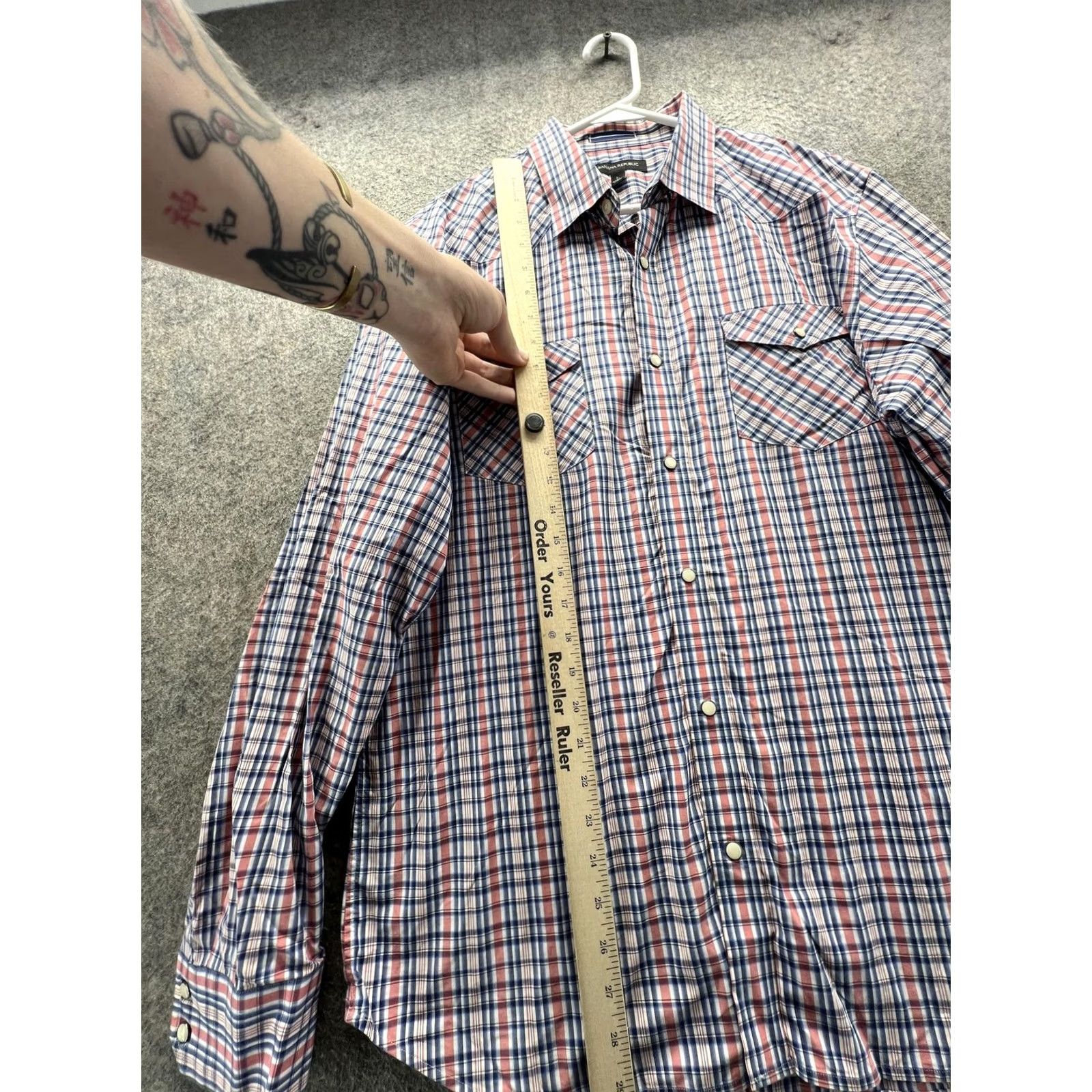 Banana Republic Banana Republic Shirt Mens L Blue Plaid Long Sleeve Snap Front Casual Size US L / EU 52-54 / 3 - 2 Thumbnail