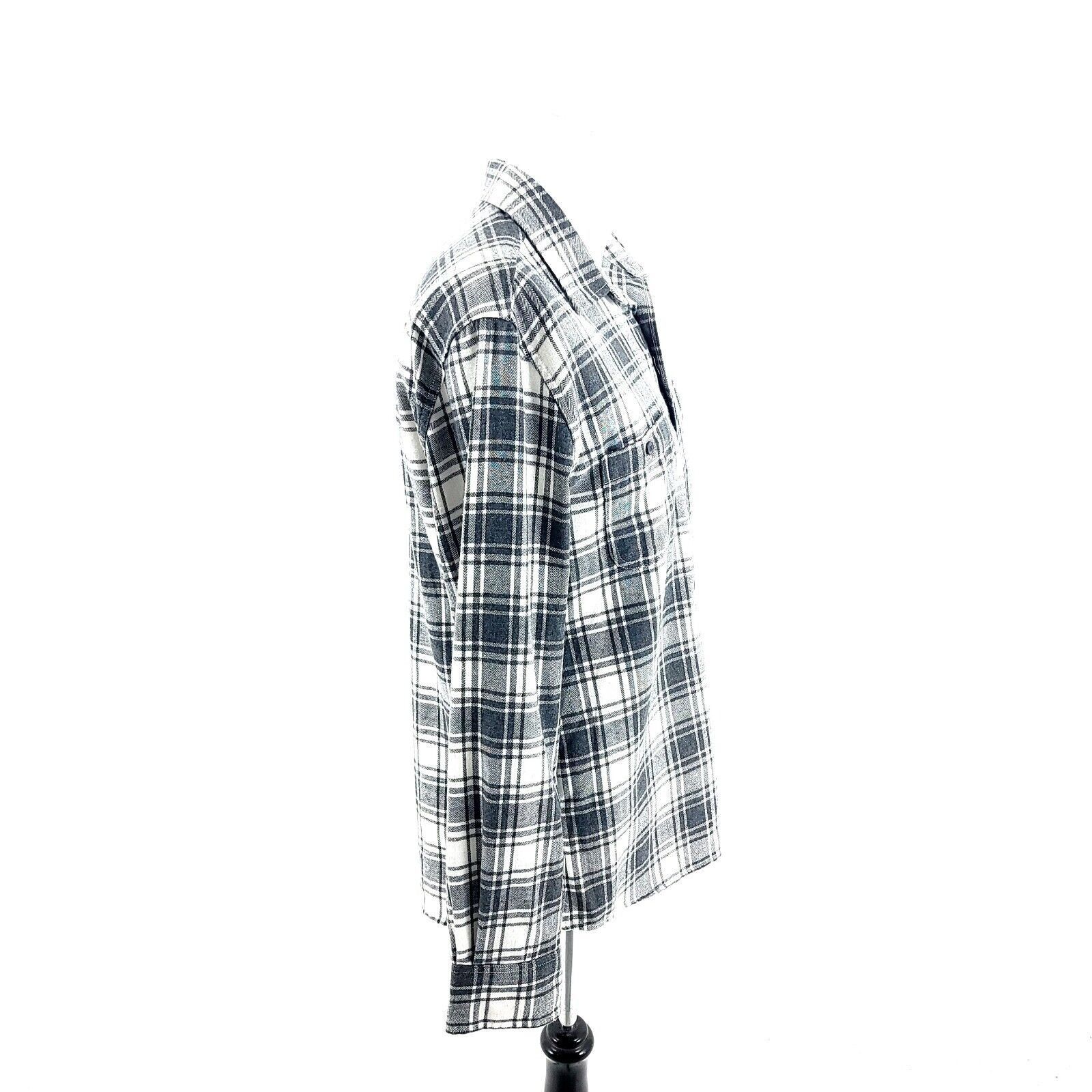 Designer Bixby Medium Slim Gray White Plaid Button Front Flannel Coll Size US M / EU 48-50 / 2 - 6 Thumbnail