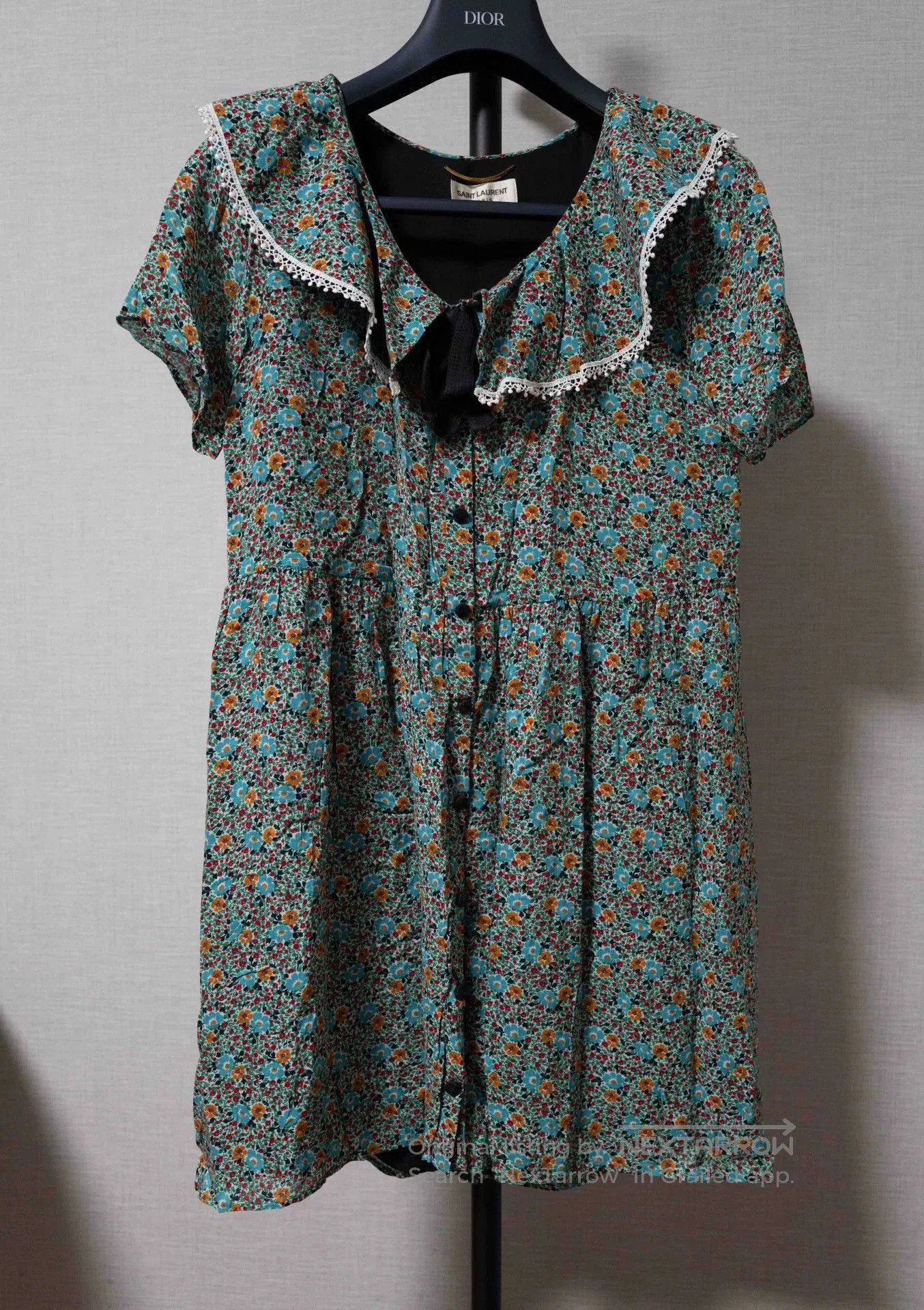 Saint Laurent Paris Saint Laurent Floral Print Dress with Bow. Size XS / US 0-2 / IT 36-38 - 1 Thumbnail