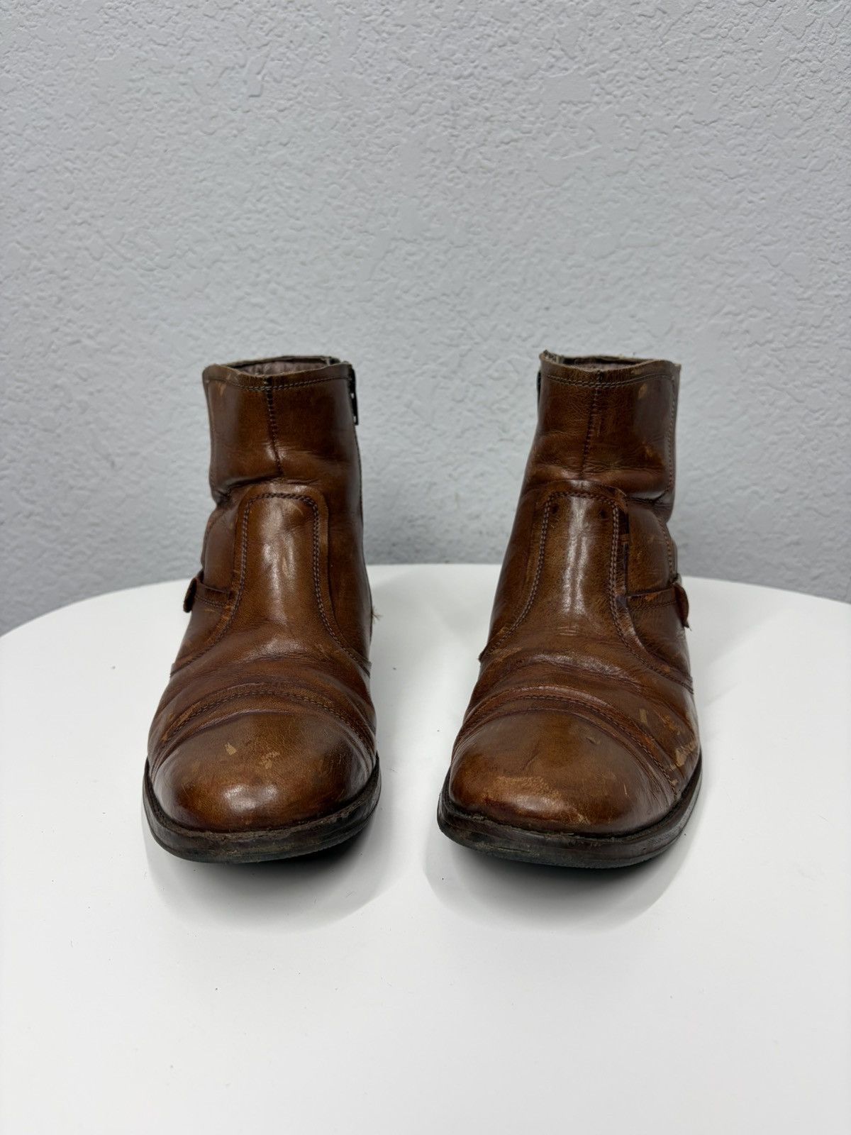 If Six Was Nine AS 98 Vibe Artisan Brown Leather Side Zip Ankle Biker Boots Size US 8 / EU 41 - 5 Thumbnail