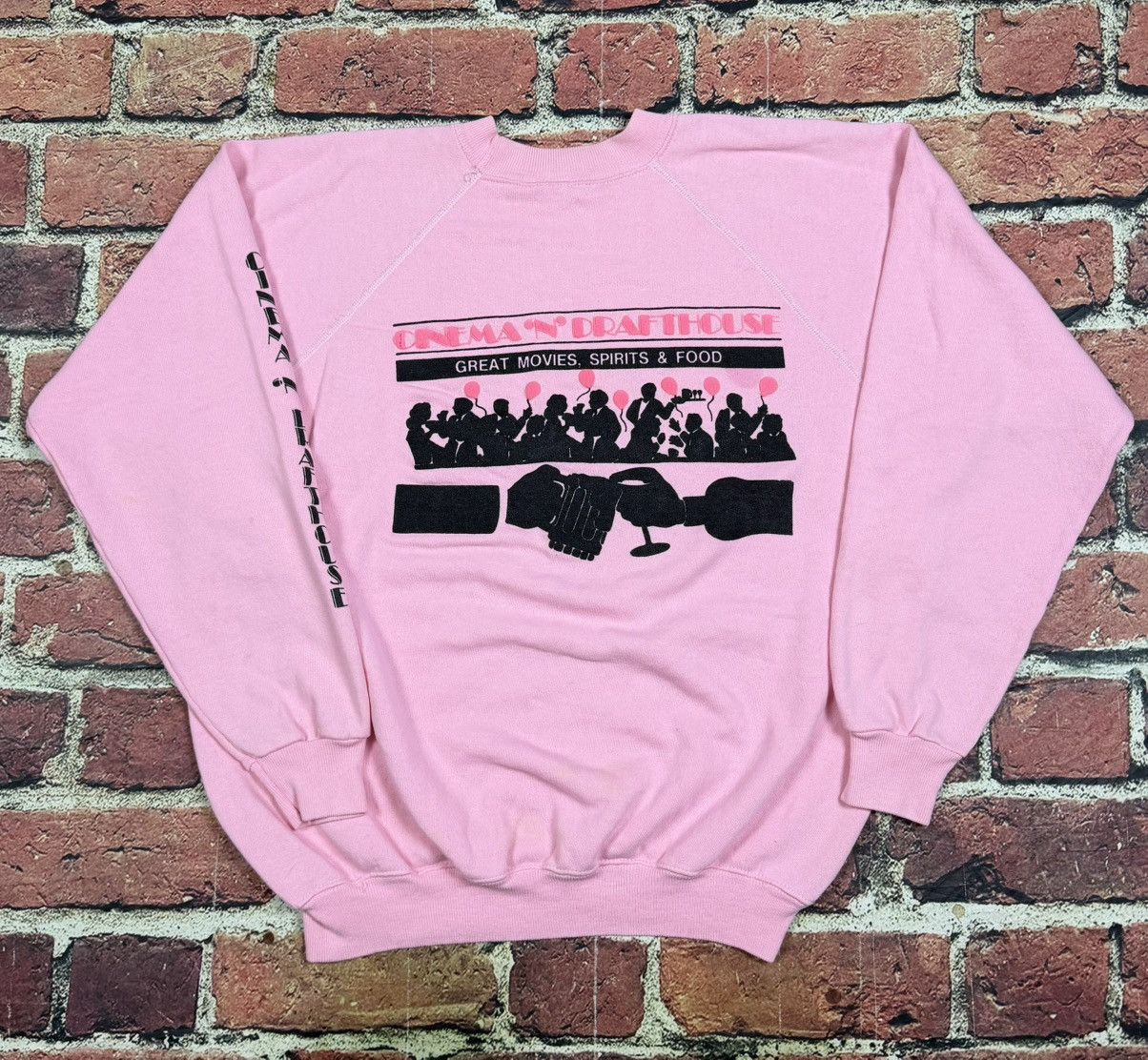 Hanes Vintage 80s Cinema N Drafthouse Crewneck USA Pink Sweatshirt Size US XL / EU 56 / 4 - 1 Thumbnail