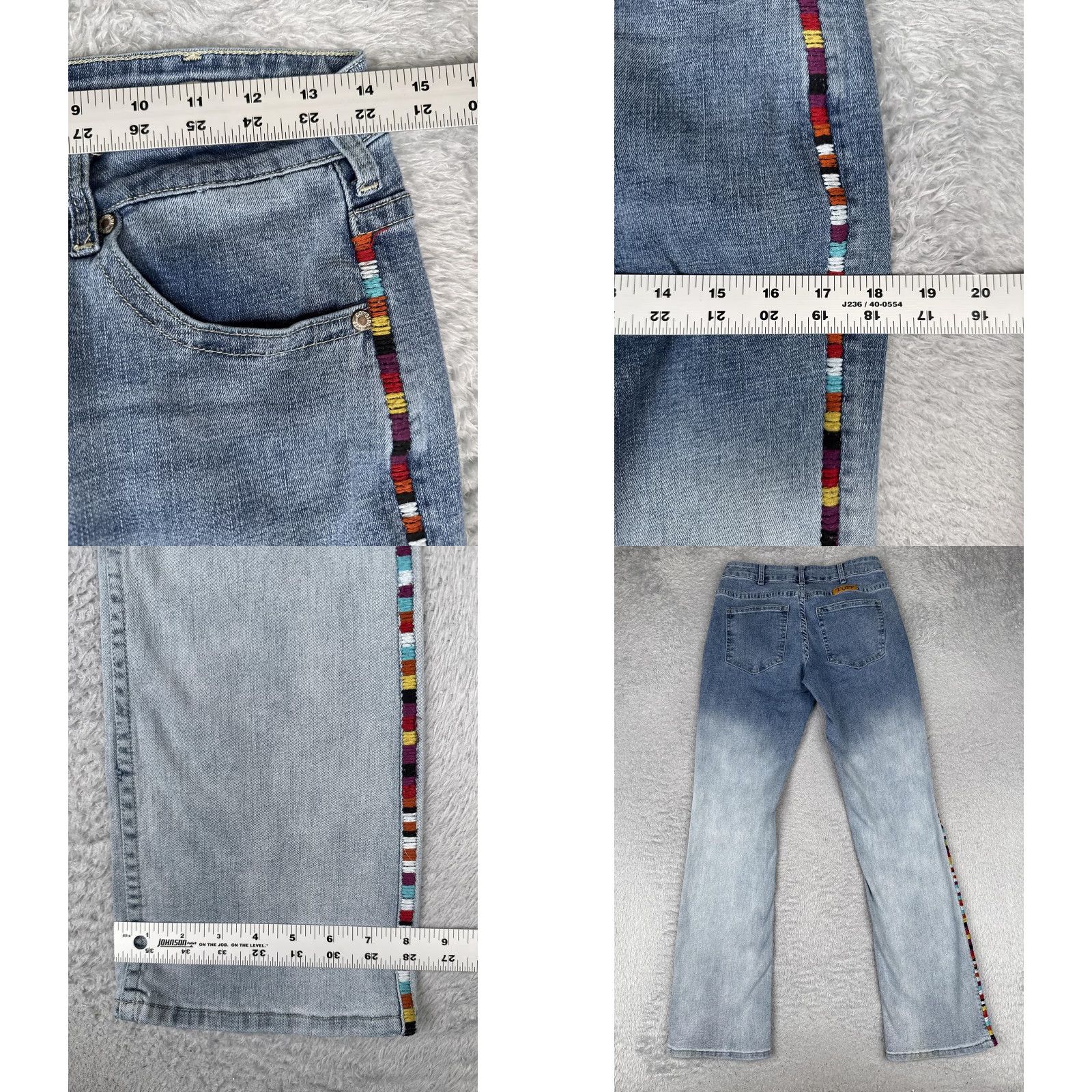 Cowgirl Tuff Co Rainbow Bootcut Jeans Womens 27 Blue Mid Rise Stretch 27x33