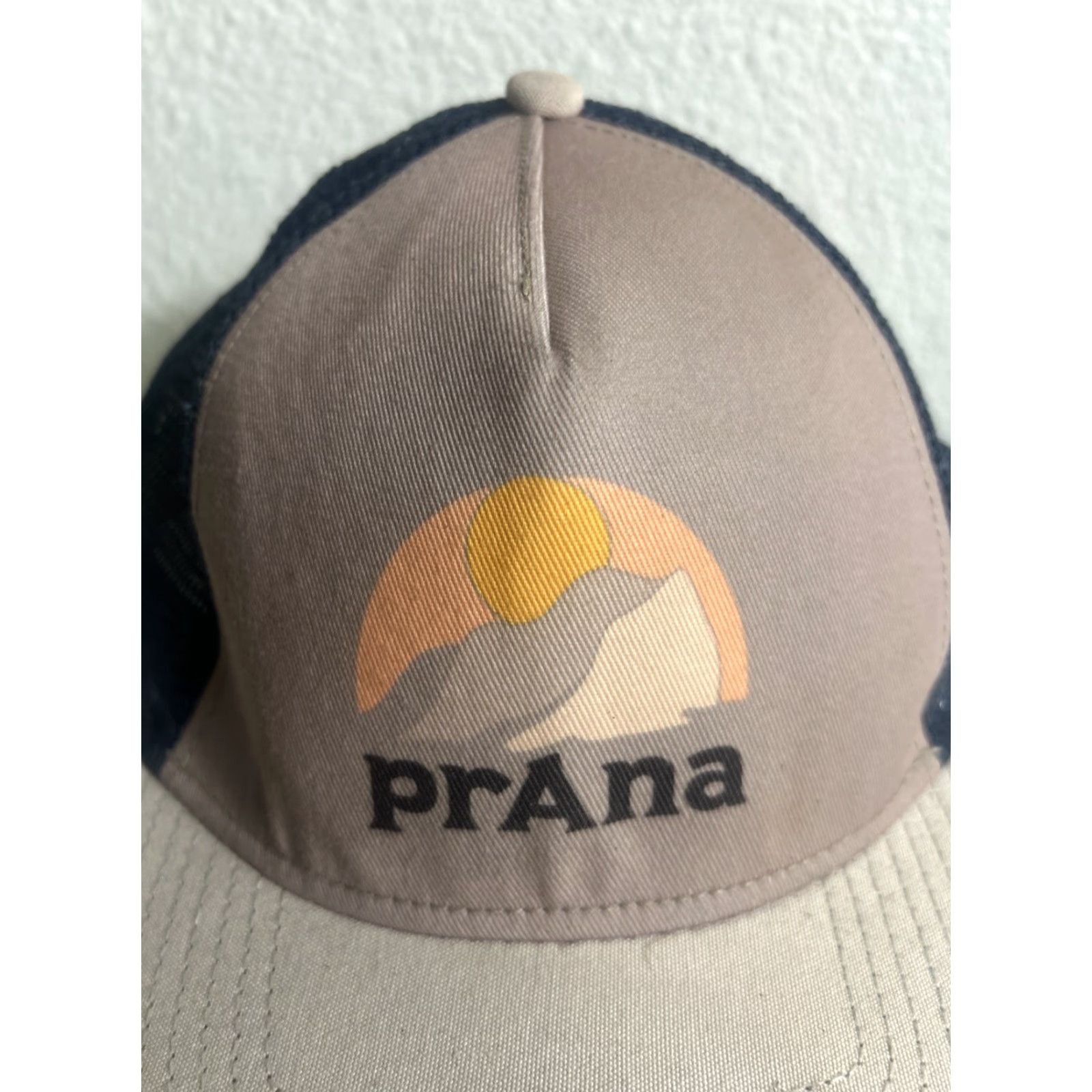 Prana prAna Hat Men’s Trucker Beige & Blue Snap Back Lower Pines Series Outdoor Multicolor One Size Mens Size ONE SIZE - 4 Thumbnail