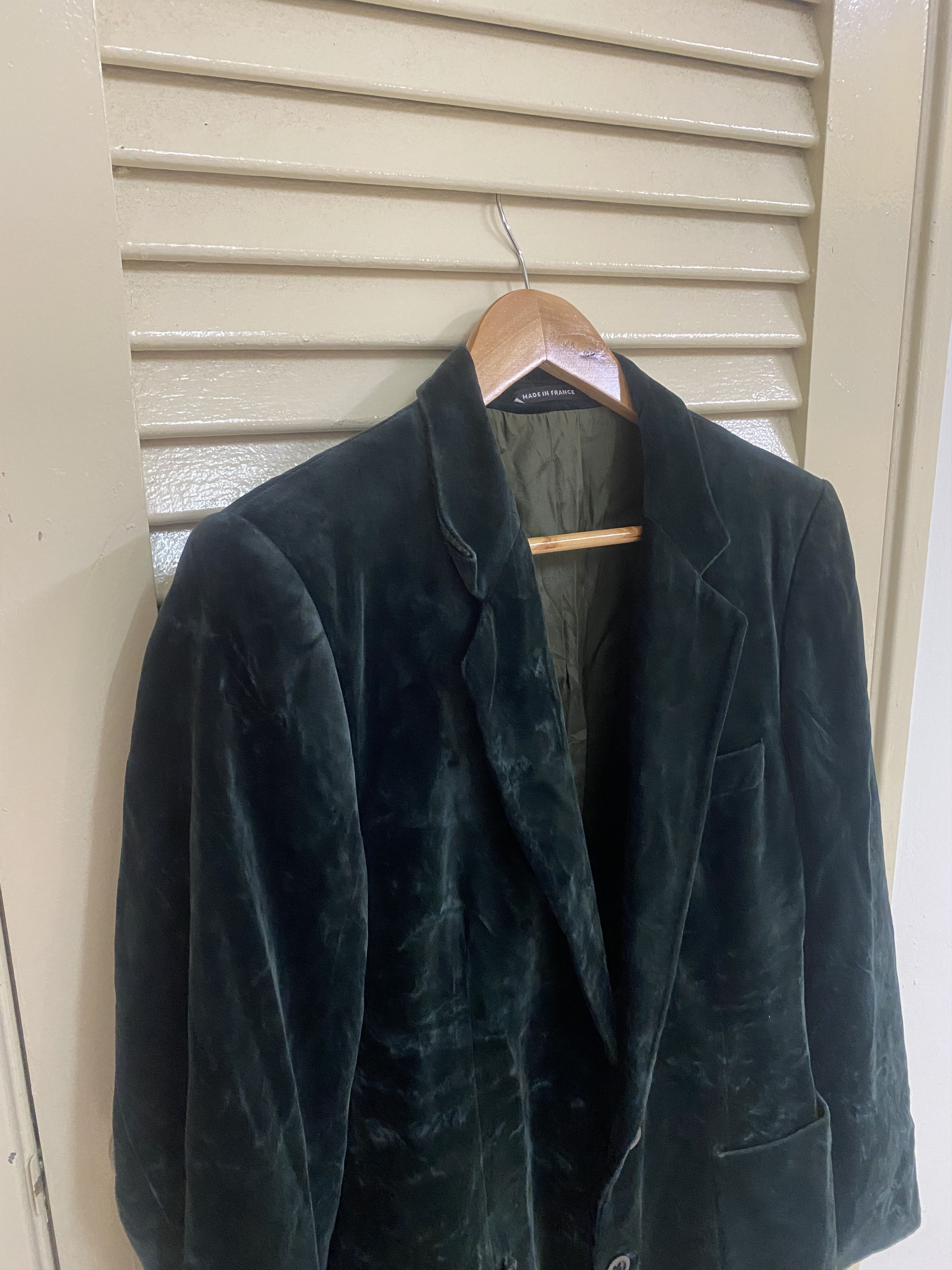 Saint Laurent Paris Hedi Slimane Era Slim Green Velvet Blazer Size 40L - 4 Thumbnail