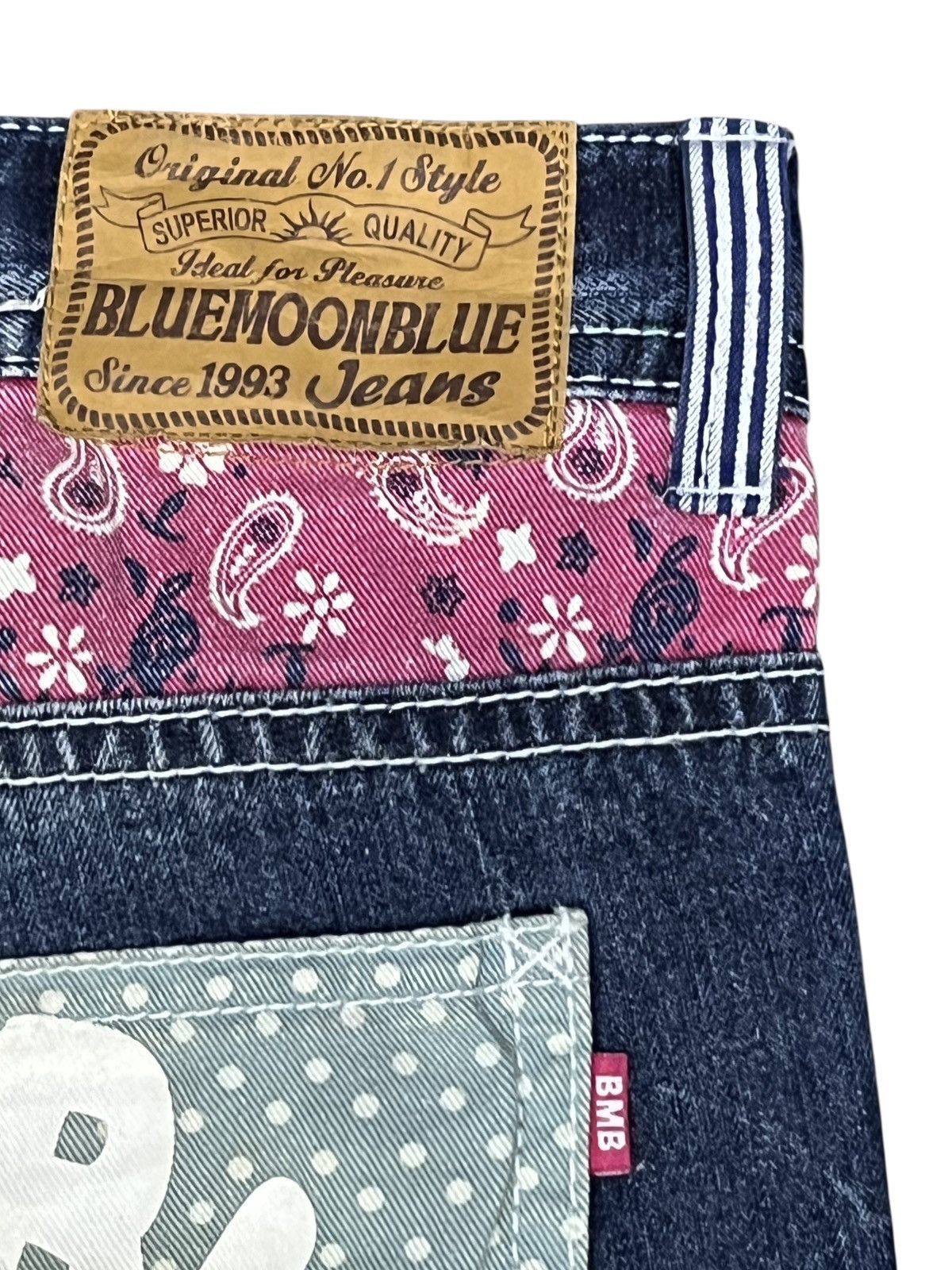 Blue Blue Japan ❤️Vintage BMB Paisley Smiley Kapital Spell-out Daicock Style Size 31" - 13 Thumbnail