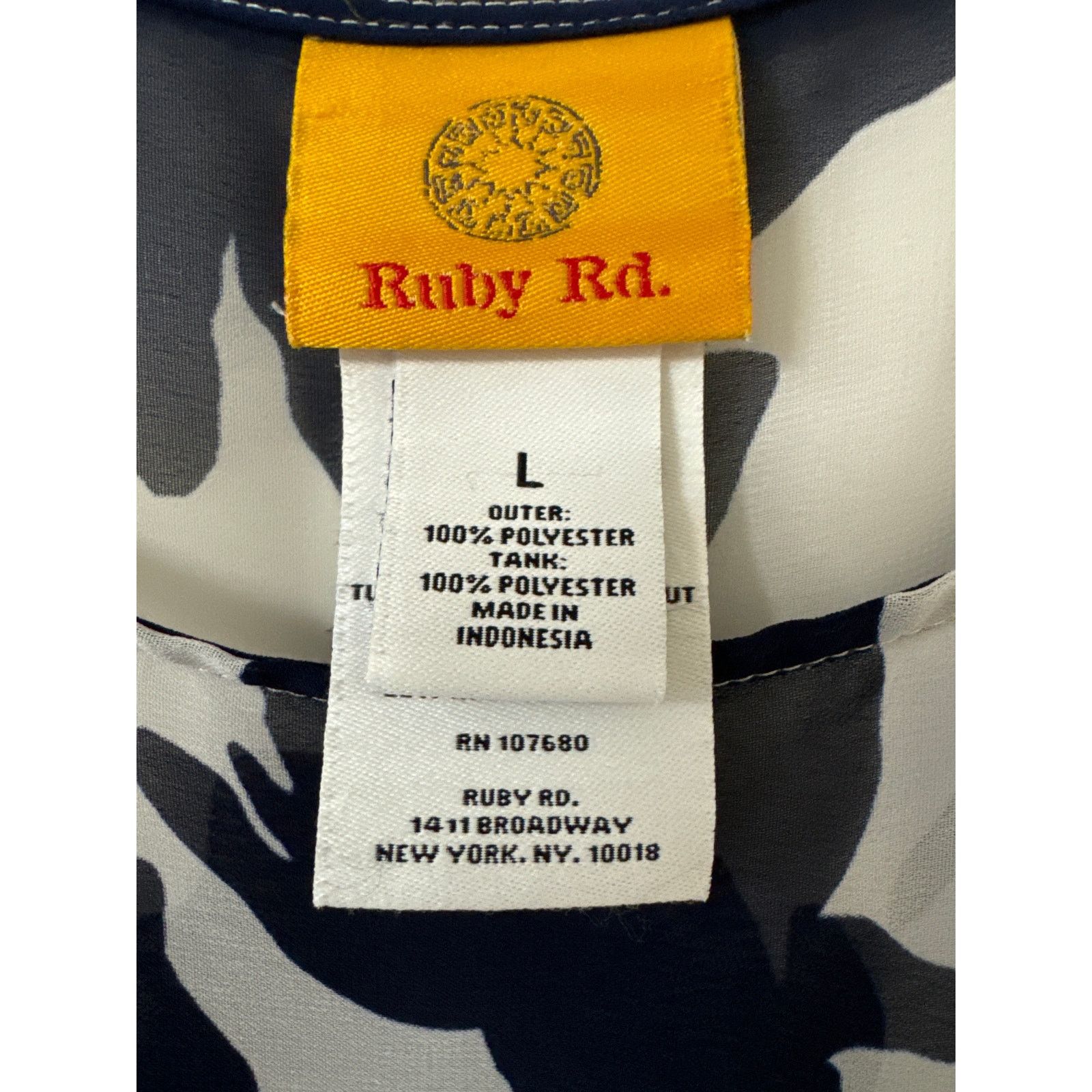 Other Ruby Rd. Large Poncho Blouse Blue, Navy & White W Yellow Size L / US 10 / IT 46 - 3 Thumbnail