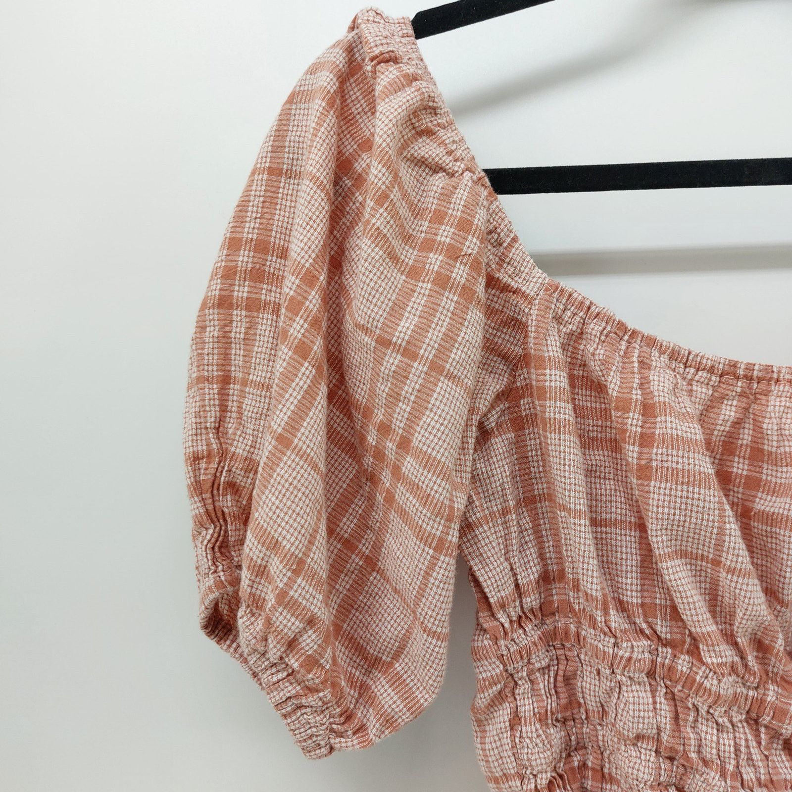 Other Sim & Sam Women's Top 90s Y2K Smocked Plaid Pink Shortsleeve Size L / US 10 / IT 46 - 7 Thumbnail