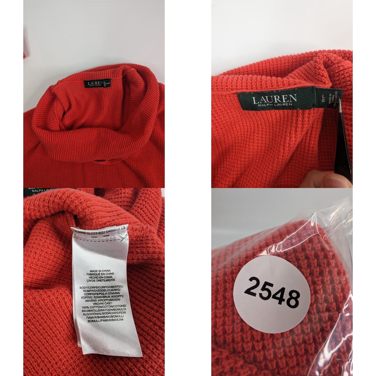 Ralph Lauren Lauren Ralph Lauren Sweater Womens Large Waffle Weave Coral Pullover Cowl Neck Size L / US 10 / IT 46 - 8 Thumbnail