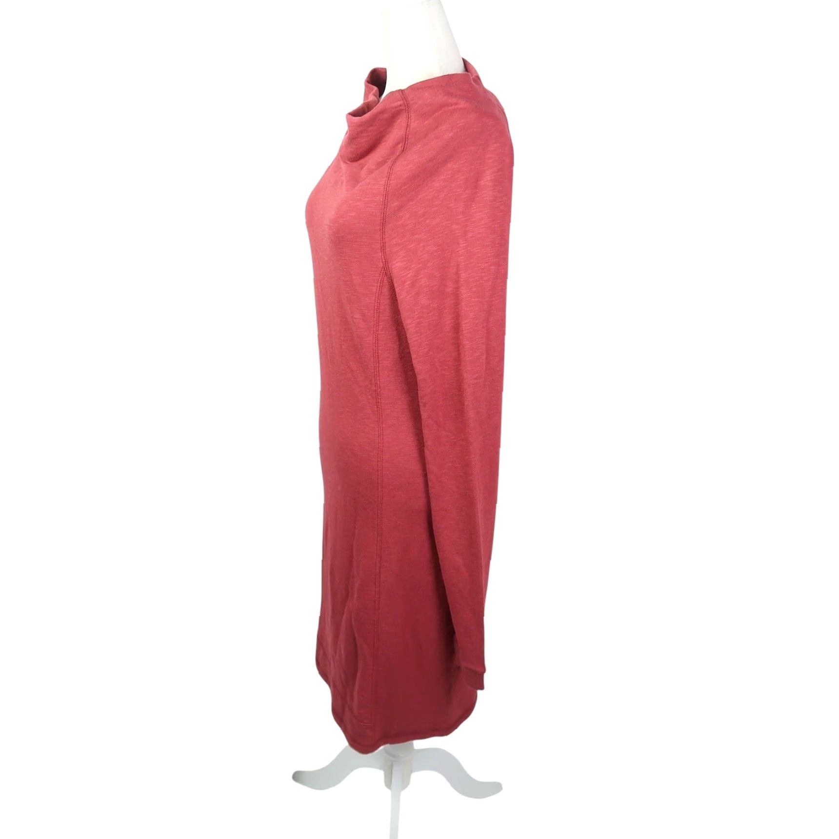 Vintage Horny Toad Dress S Women Knee Length Red Cowl Neck Long Sleeve Knit Solid Casual Size S / US 4 / IT 40 - 3 Thumbnail
