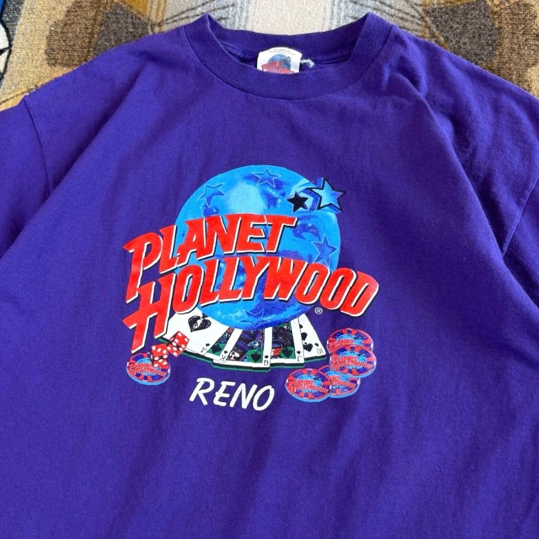 Planet Hollywood VINTAGE Planet Hollywood Reno Shirt XL Purple Made In USA 90s Mens Short Sleeve Size US XL / EU 56 / 4 - 2 Thumbnail