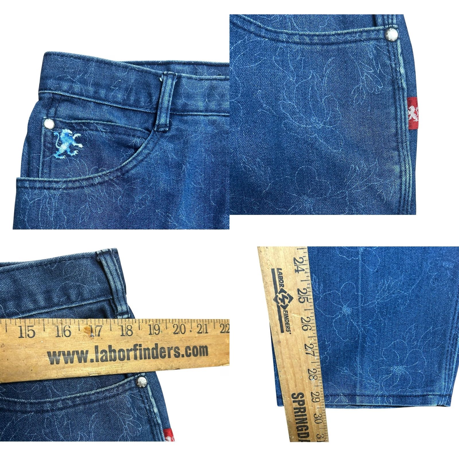 Denime VINTAGE Braxton Women's Jeans 80s Floral Dark Wash Denim Sz 38 Blue 5-Pocket Comfort Stretch Straight Size 26" / US 2 / IT 38 - 8 Thumbnail