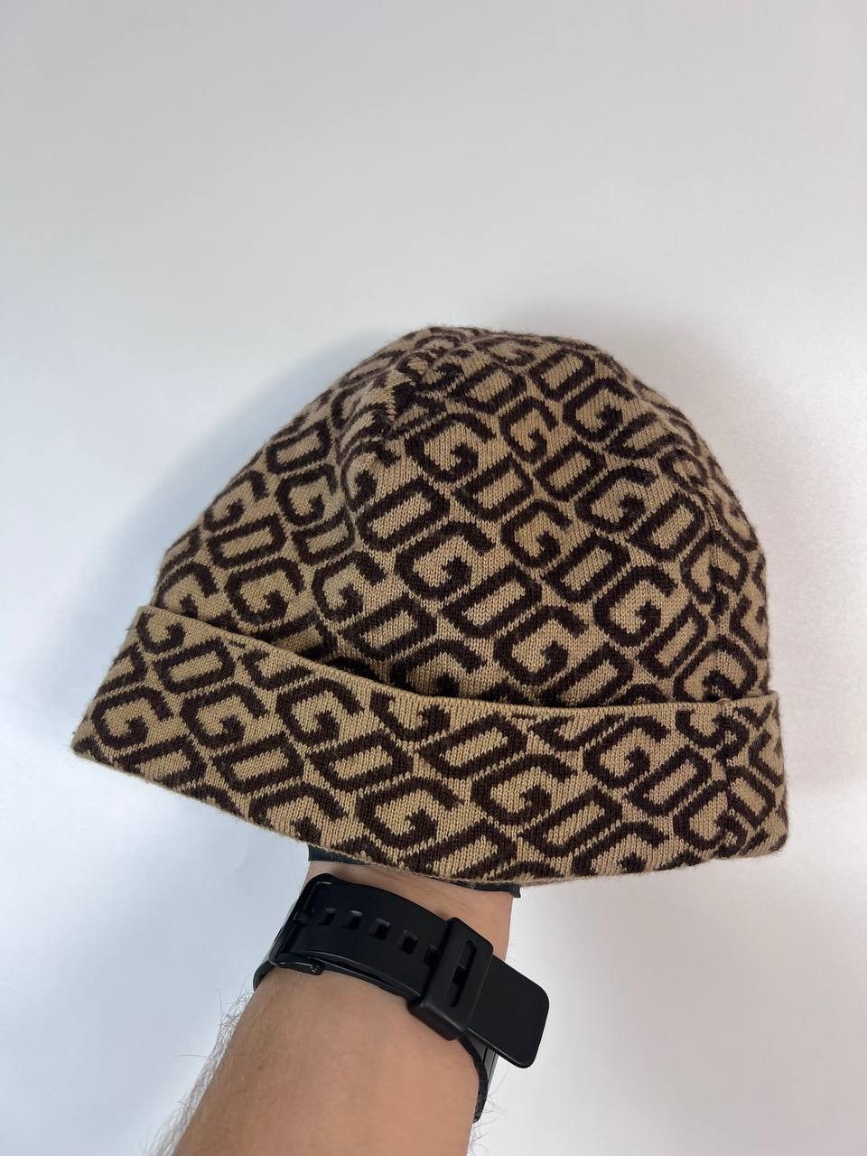 Dolce & Gabbana DOLCE & GABBANA BEANIE HAT MONOGRAM LOGO KNIT BROWN WOOL Size ONE SIZE - 1 Thumbnail