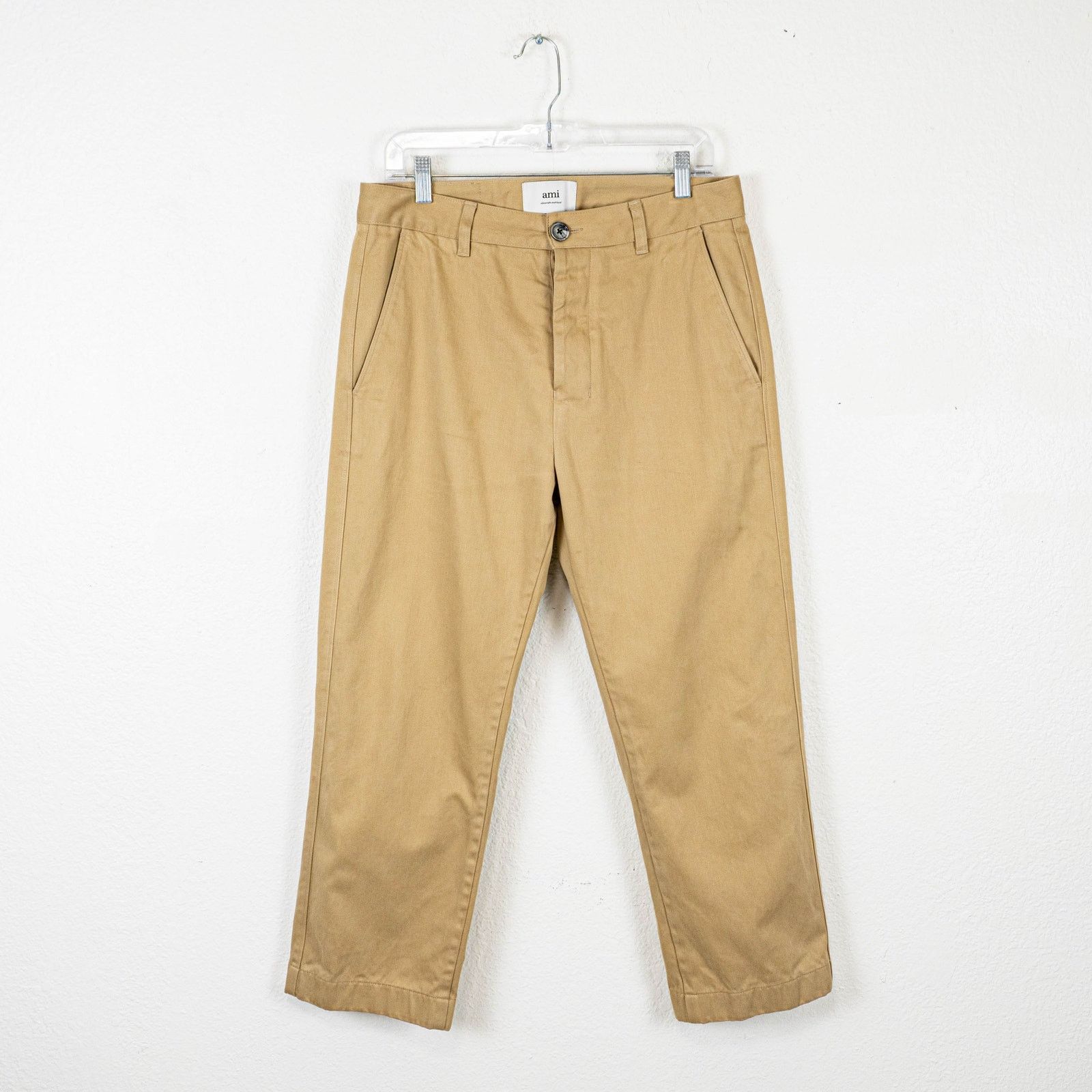 AMI AMI Alexandre Mattiussi Logo Patch Trousers Beige M short Size US 32 / EU 48 - 1 Thumbnail
