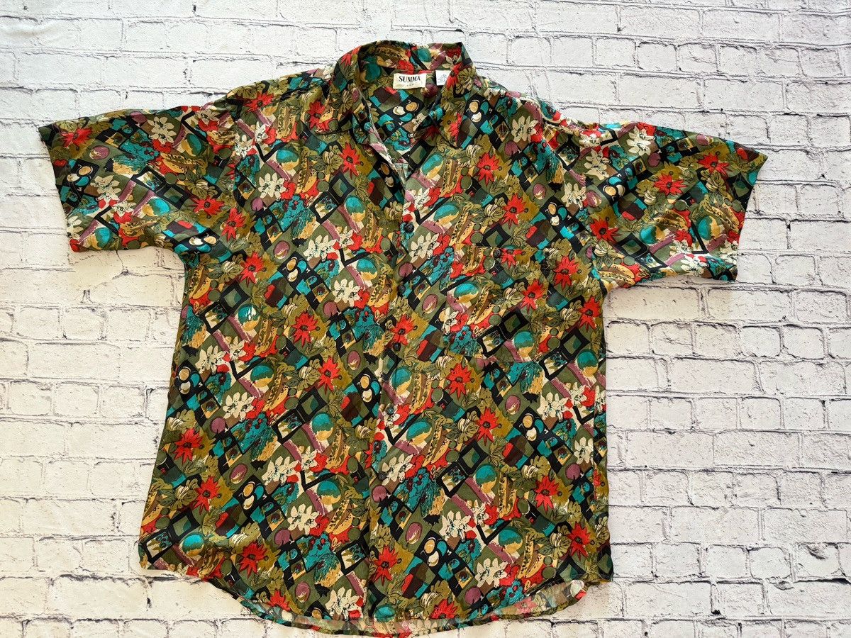 Vintage Vintage Summa Shirt Size Large 100% Silk Button Flower Retro Size US L / EU 52-54 / 3 - 9 Thumbnail