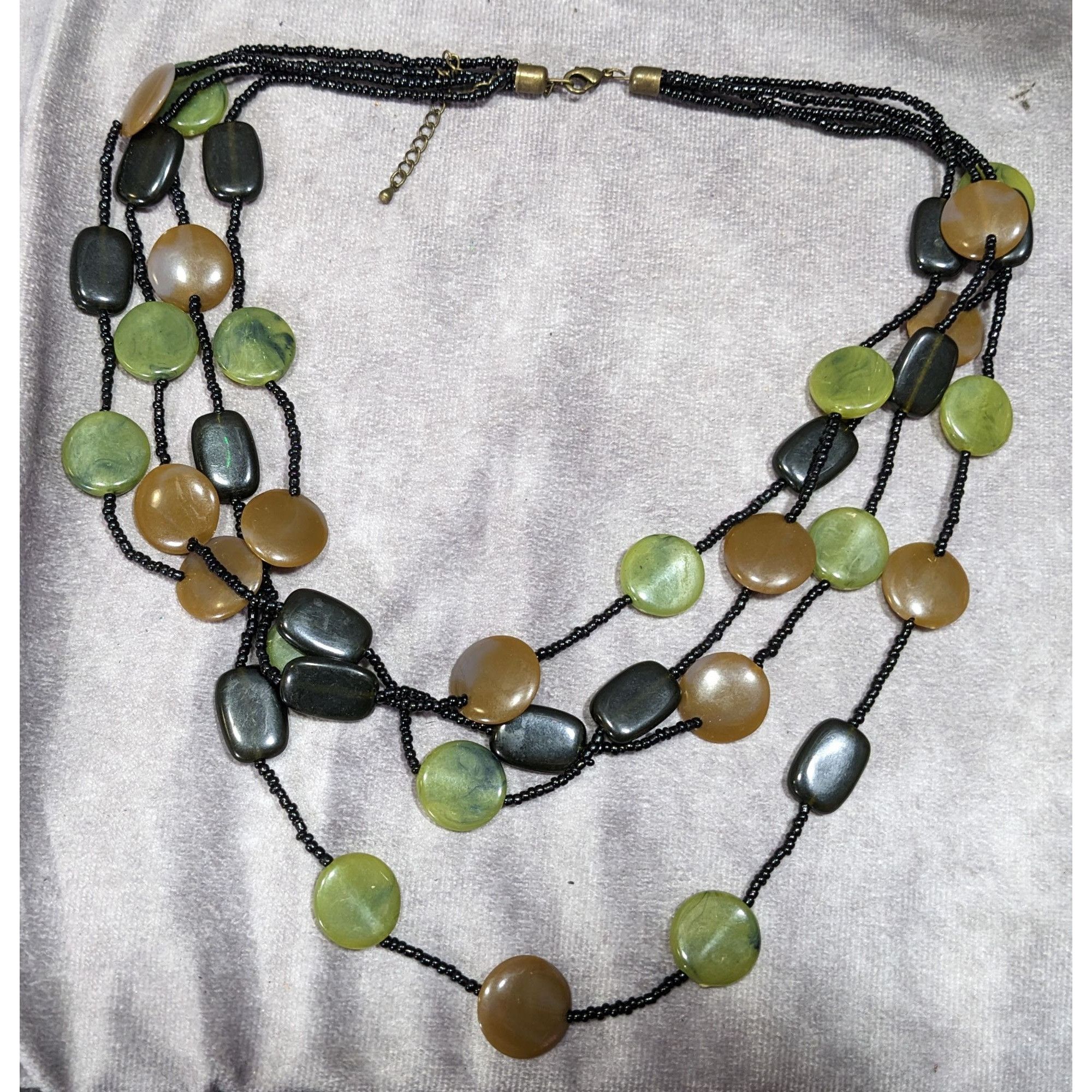 Other Retro Brown And Green Disc Beaded Layered Necklace Size ONE SIZE - 4 Thumbnail