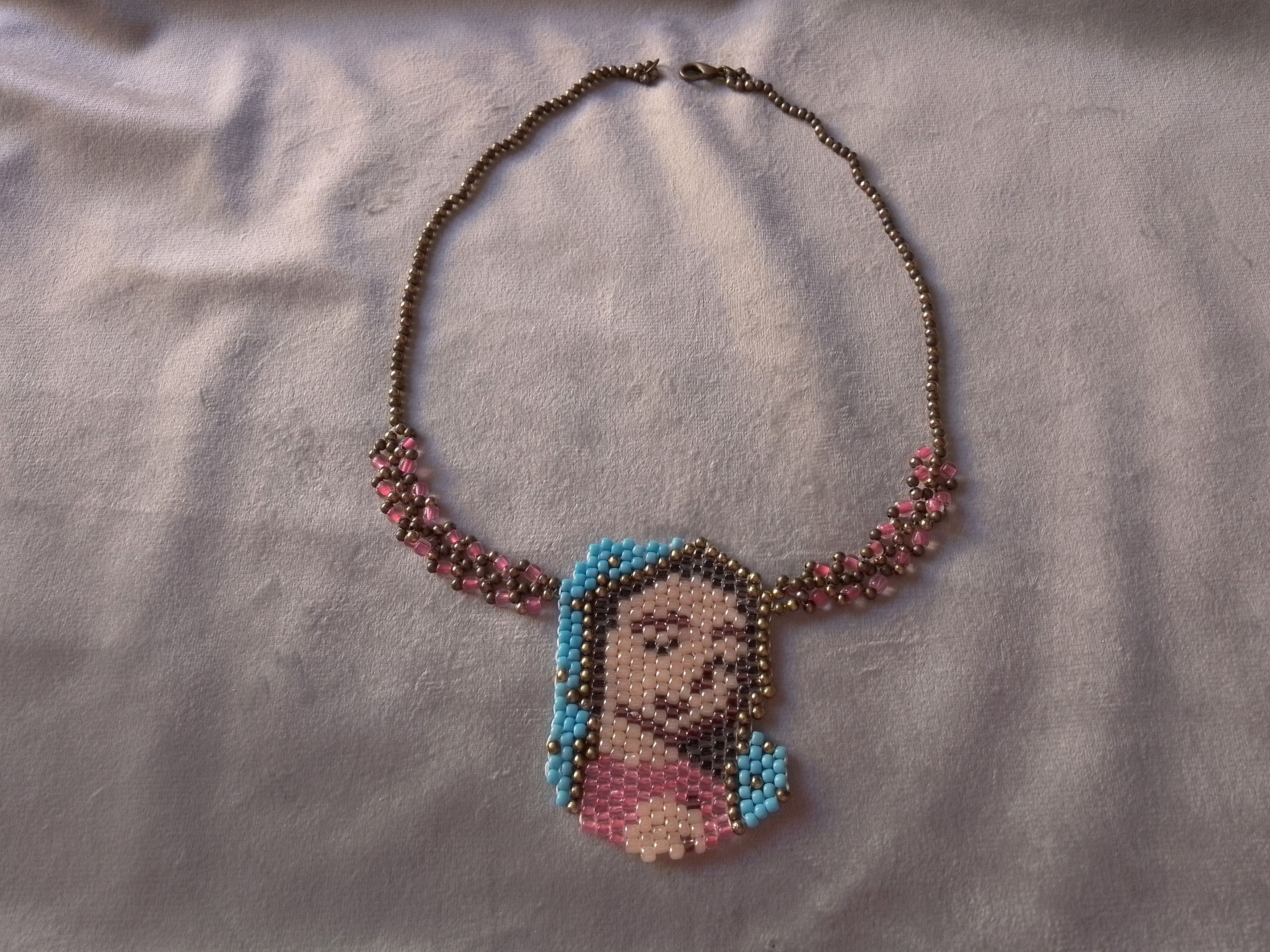 Handmade Necklace Beaded Virgin Mary Guadalupe Christian Jewelry Size ONE SIZE - 1 Thumbnail