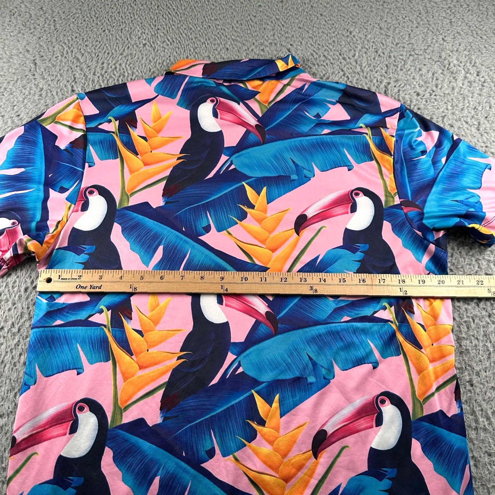 Vintage Bad Birdie Polo Mens M Tropical Toucan Golf Shirt Pink Blue Performance Stretch Size US M / EU 48-50 / 2 - 5 Thumbnail