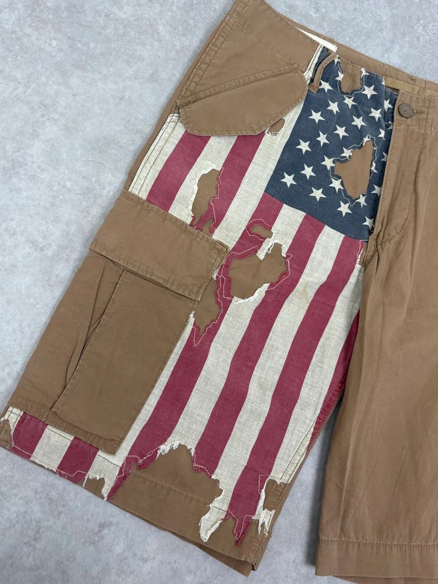 Polo Ralph Lauren 2000s Ralph Lauren USA Distressed Flag Beige Shorts Size US 34 / EU 50 - 8 Thumbnail