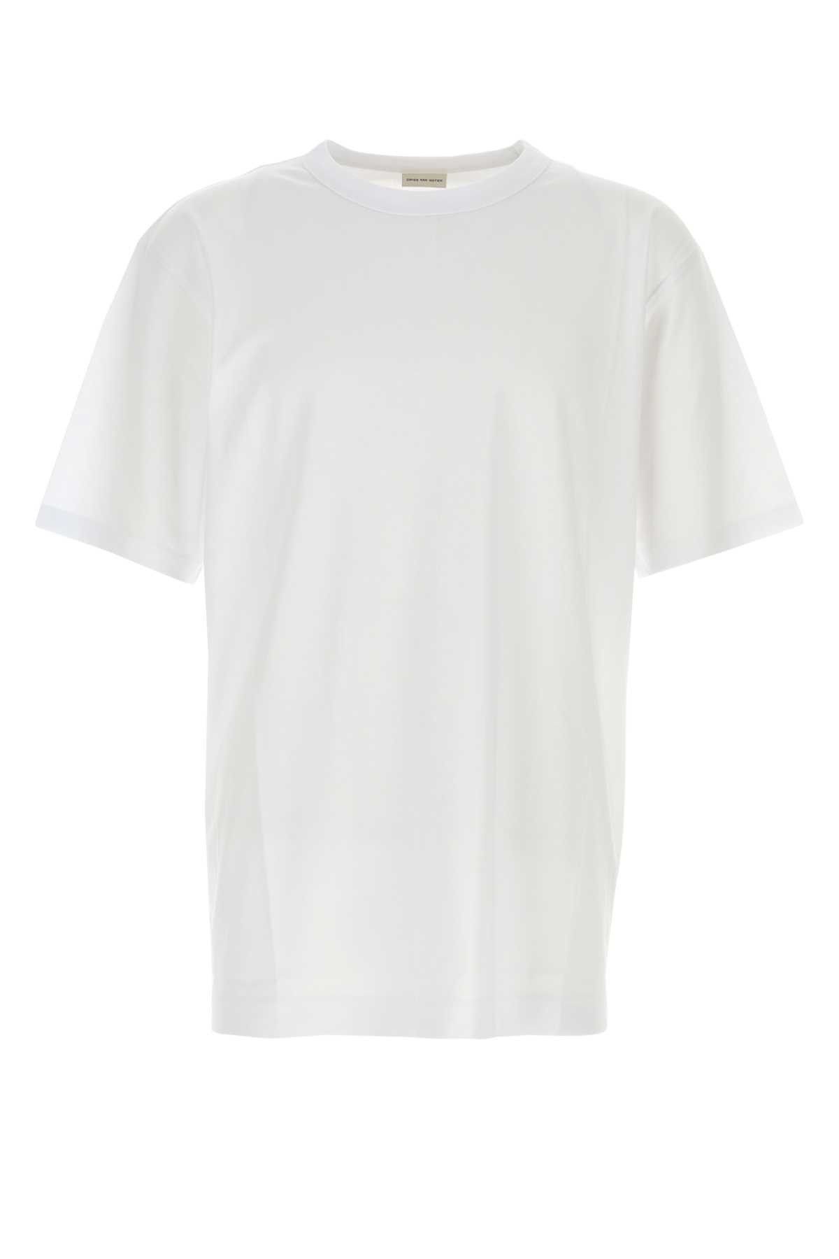 Dries Van Noten White Cotton Herr Oversize T-Shirt Size US M / EU 48-50 / 2 - 1 Thumbnail
