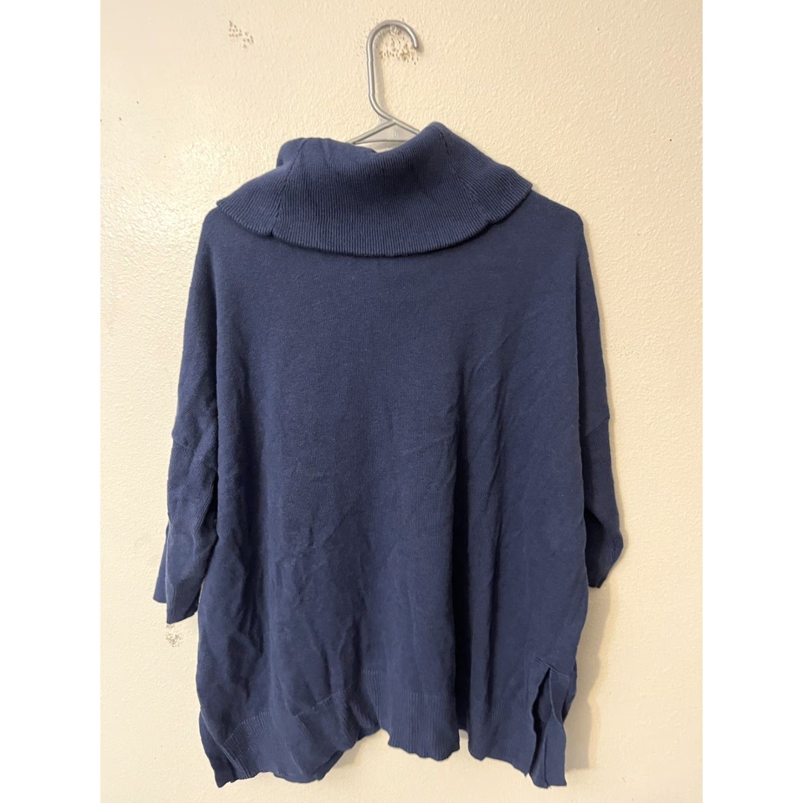 Vintage Chico's Women’s Blue Cowl Neck Tunic Sweater Size 3 Holidays Shirt Women Pullover Knit Vintage (adjusted to fit rules) Size XS / US 0-2 / IT 36-38 - 3 Thumbnail
