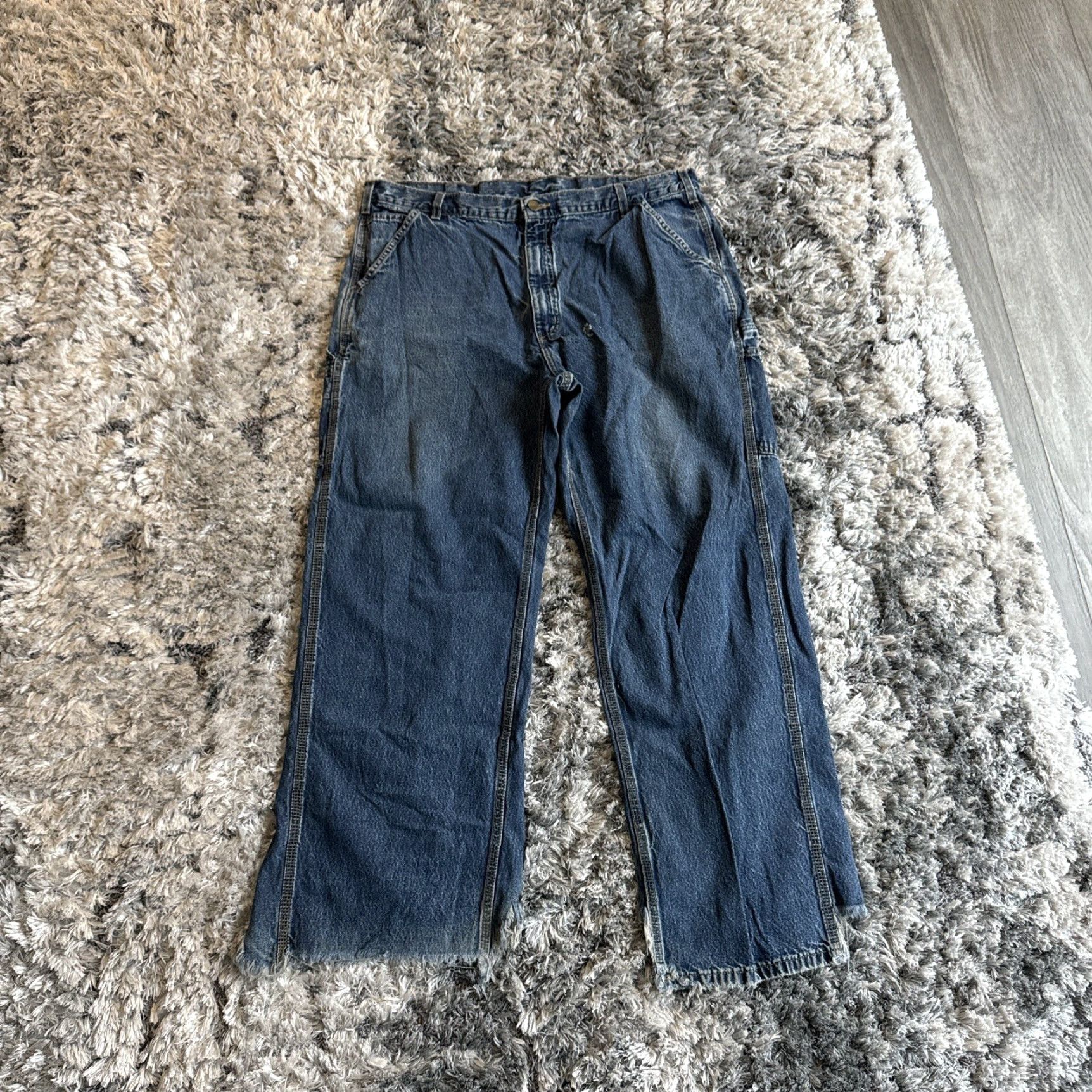 Carhartt VINTAGE Carhartt Jeans Denim Blue Men 38x31 Sz THRASHED Straight Cut Tag Pants Denim Jeans 1990s Y2K Mens Size US 38 / EU 54 - 6 Thumbnail