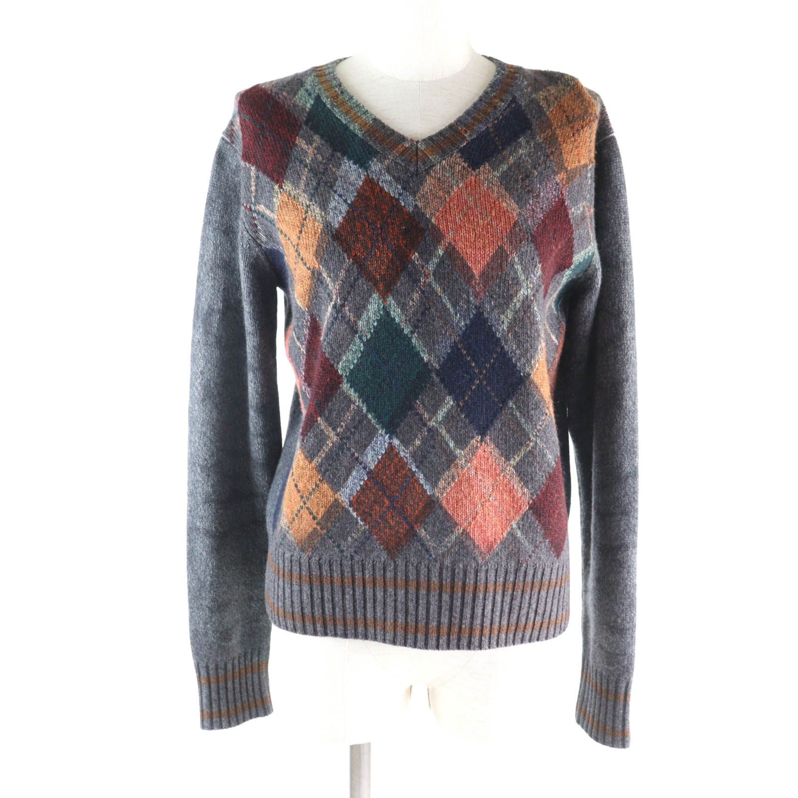 Dior Dior Christian Dior Bee Embroidery Argyle Pattern Cashmere Knit Natural Material Tops DUTY FREE for USA Size ONE SIZE - 1 Thumbnail