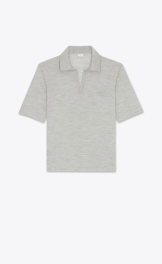 Saint Laurent Paris o1bcso1str0924 Polo Shirt In Wool in Grey Size US XL / EU 56 / 4 - 1 Thumbnail