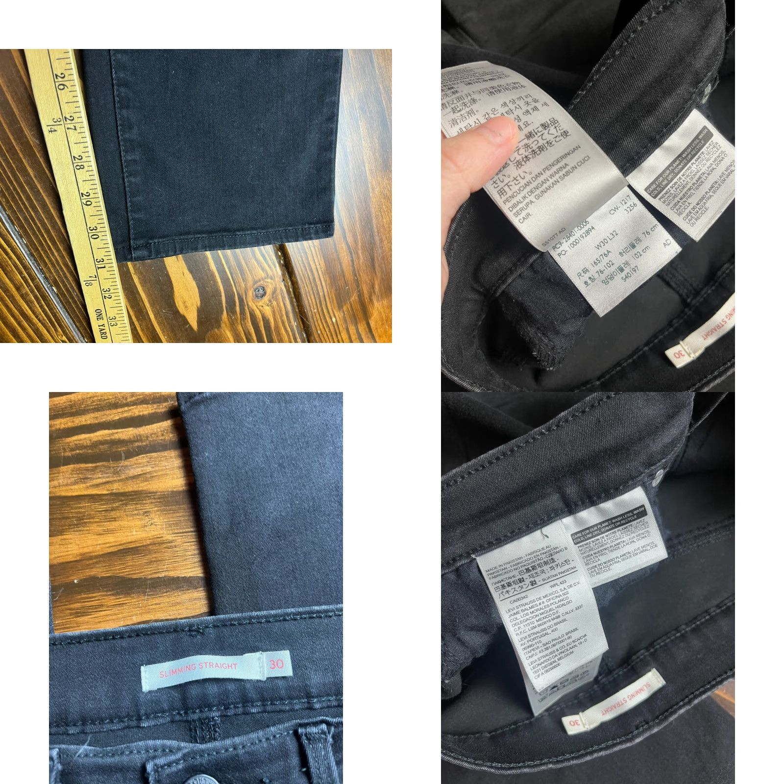 Levi's Levi's Jeans Men's 30x32 Black Denim Slimming Straight Pockets Mens Size US 30 / EU 46 - 8 Thumbnail