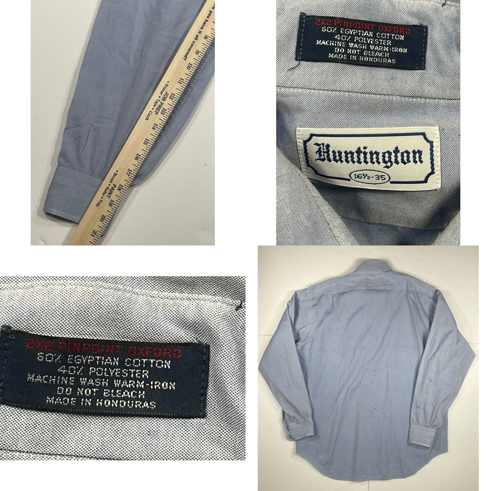 Vintage Huntington Pin Point Oxford Blue ButtonUp Long Sleeves DressShirt Mens 16 1/2-35 Shirt Men 16.5 Blue Size US XL / EU 56 / 4 - 8 Thumbnail