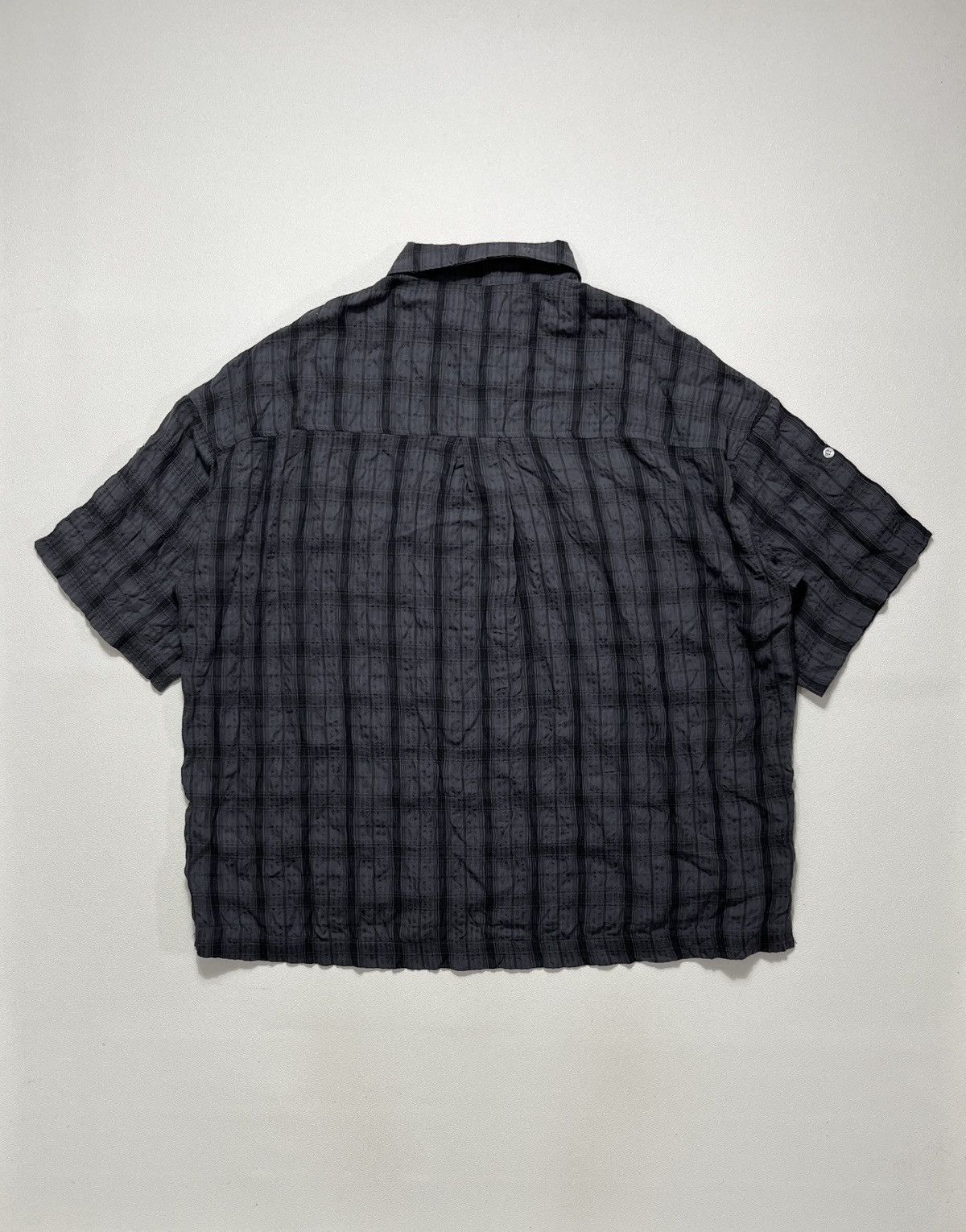 Beams Plus Partimento Wrinkle Check Boxy Roll-Up Half Shirt Dark Navy Size US XL / EU 56 / 4 - 2 Thumbnail