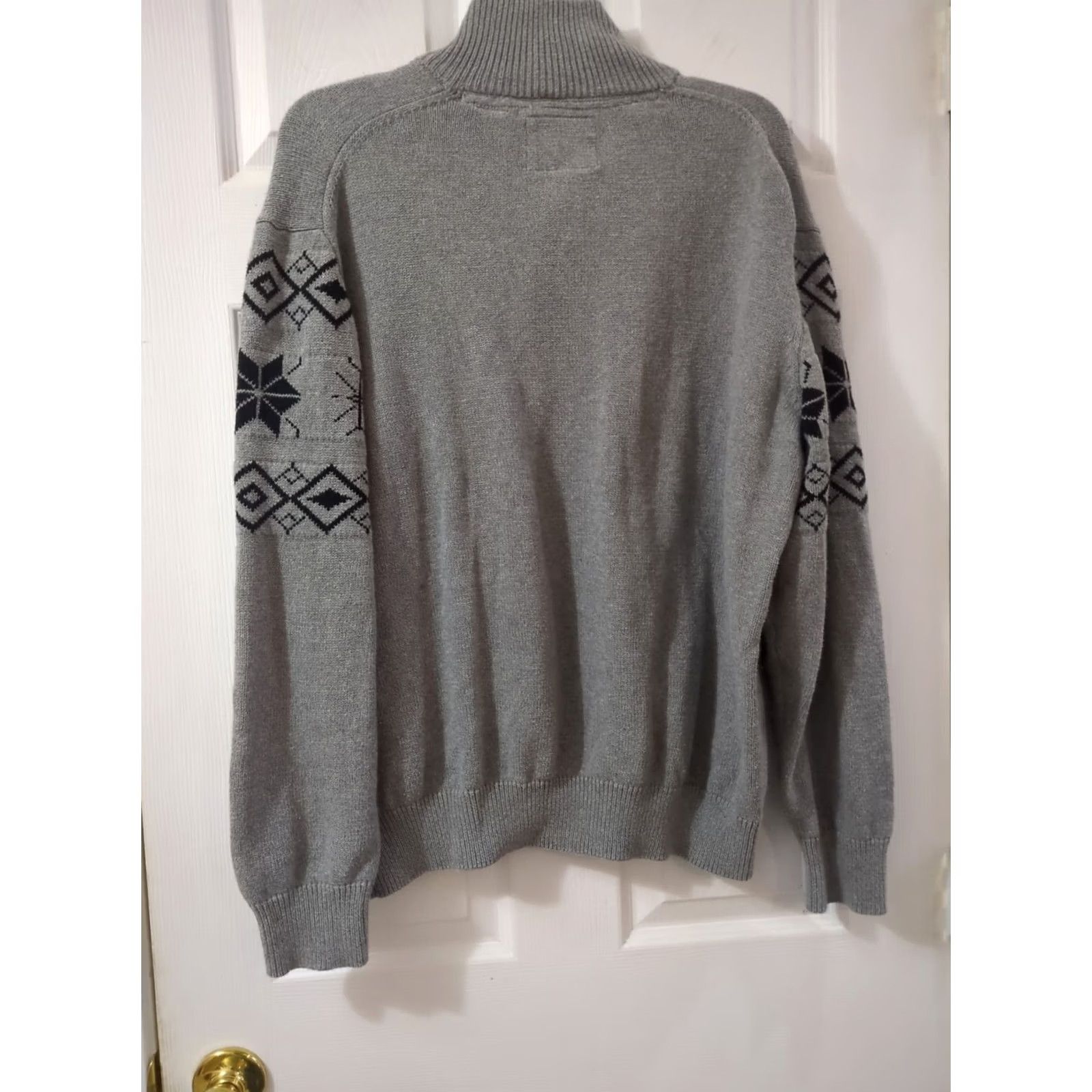Weatherproof Weatherproof Weatherproof Snowflake Button-Up Mock Neck Pullover Gray XL Men Size US XL / EU 56 / 4 - 4 Thumbnail
