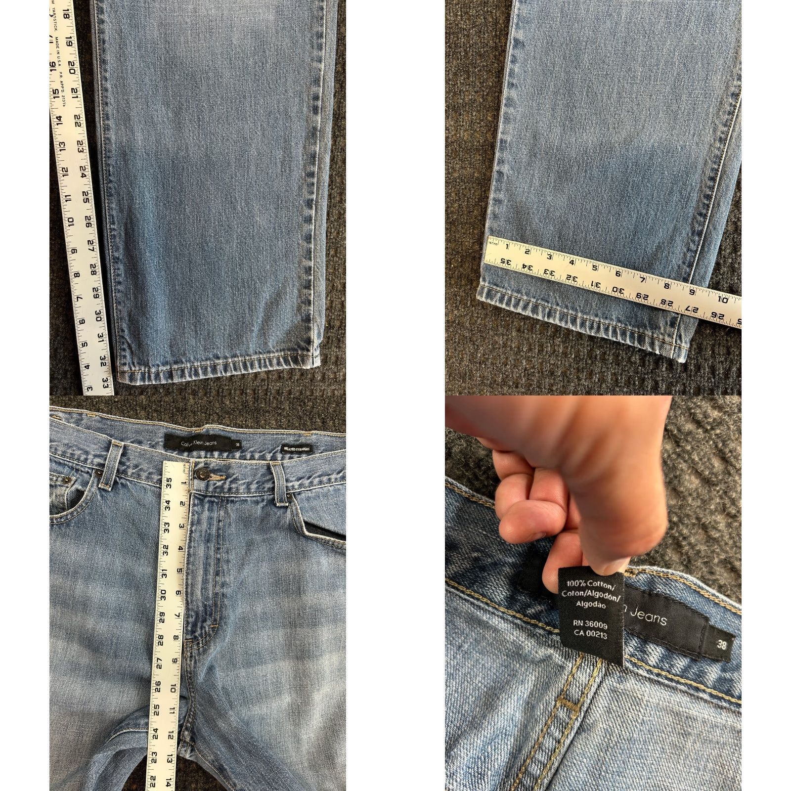 Calvin Klein VINTAGE Calvin Klein Jeans Relaxed Straight Denim 38 Blue Baggy Distressed 5-Pocket Design Mens Jeans 90s Hip Hop American Classic y2k Light Wash Blue Size US 38 / EU 54 - 8 Thumbnail