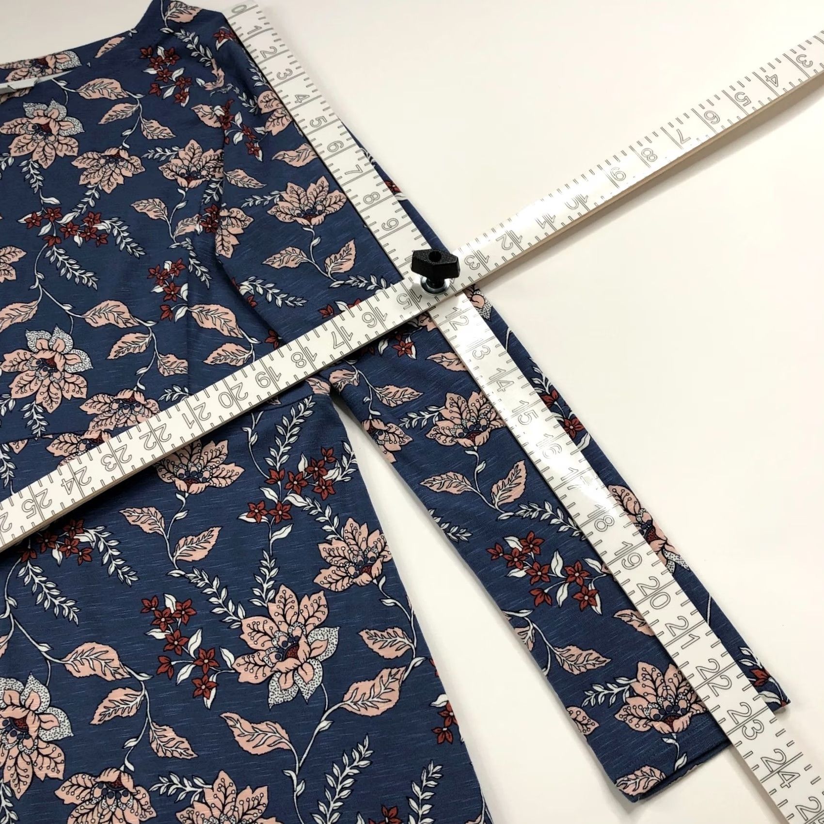 J. Jill J. Jill Shirt Dress A-Line XS Knee Length Blue Leaf Floral All Over Print Women Size XS / US 0-2 / IT 36-38 - 4 Thumbnail